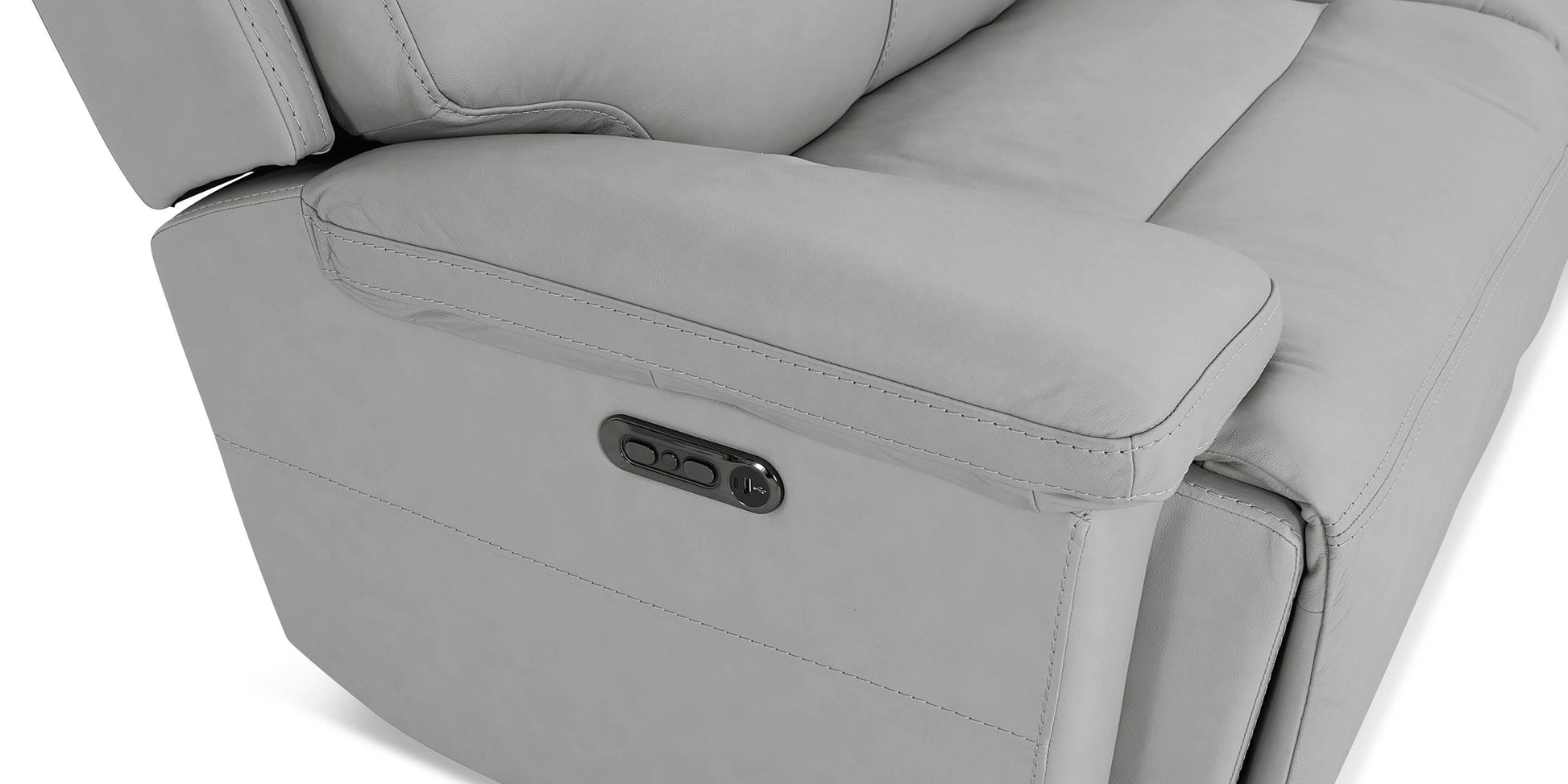 Bassett Club Level Fletcher Leather Power Reclining Sectional — Bassett manufacturer gallery — Curved Motion Sectional image number 7