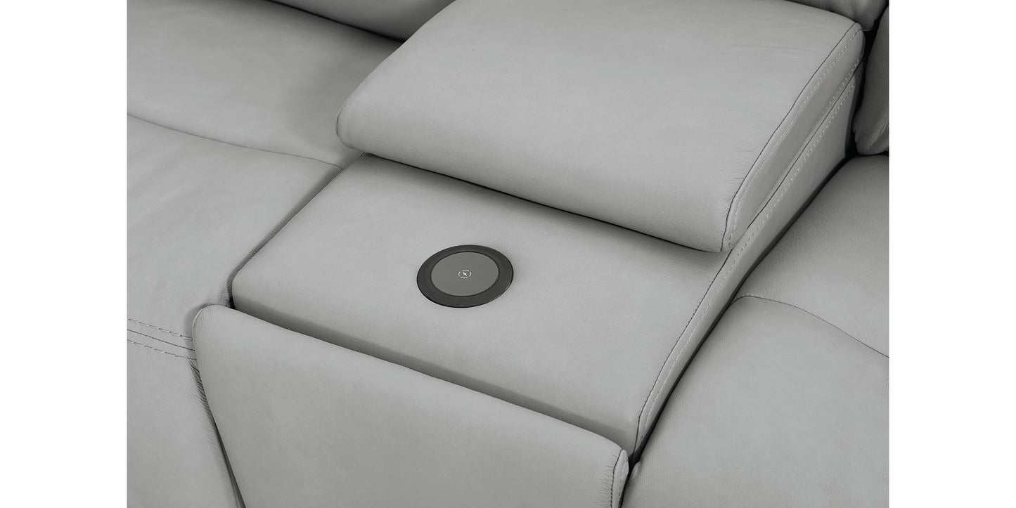 Bassett Club Level Fletcher Leather Power Reclining Sectional — Bassett manufacturer gallery — Curved Motion Sectional image number 8