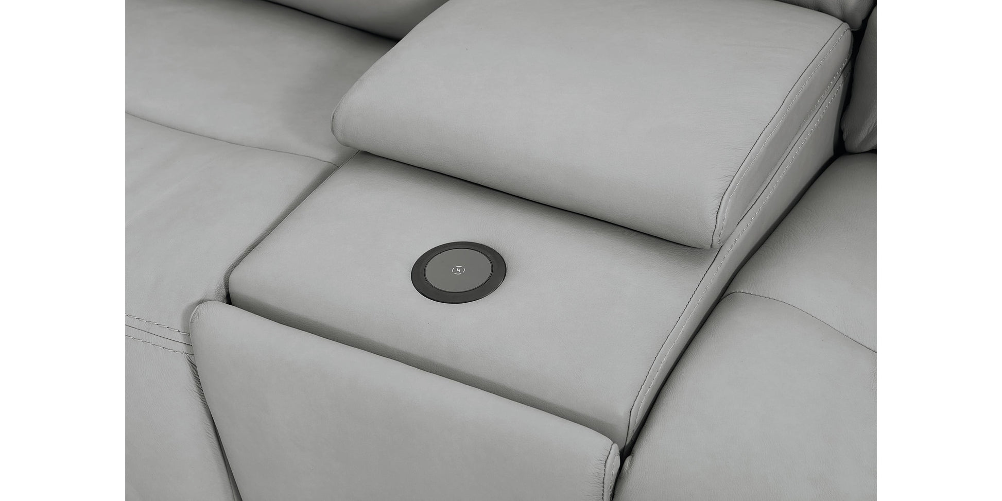 Bassett Club Level Fletcher Leather Power Reclining Sectional — Bassett manufacturer gallery — Curved Motion Sectional image number 8