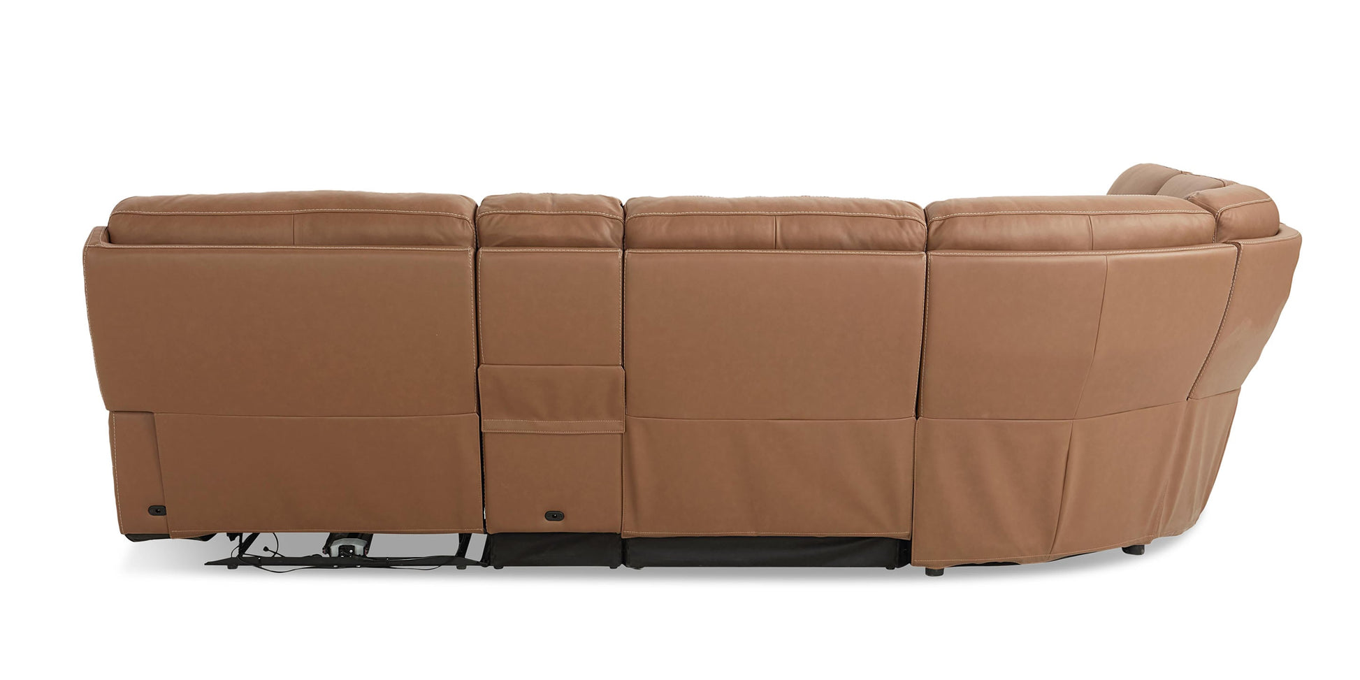 Bassett Club Level Fletcher Leather Power Reclining Sectional — Bassett manufacturer gallery — Fletcher Antelope — Curved Motion Sectional