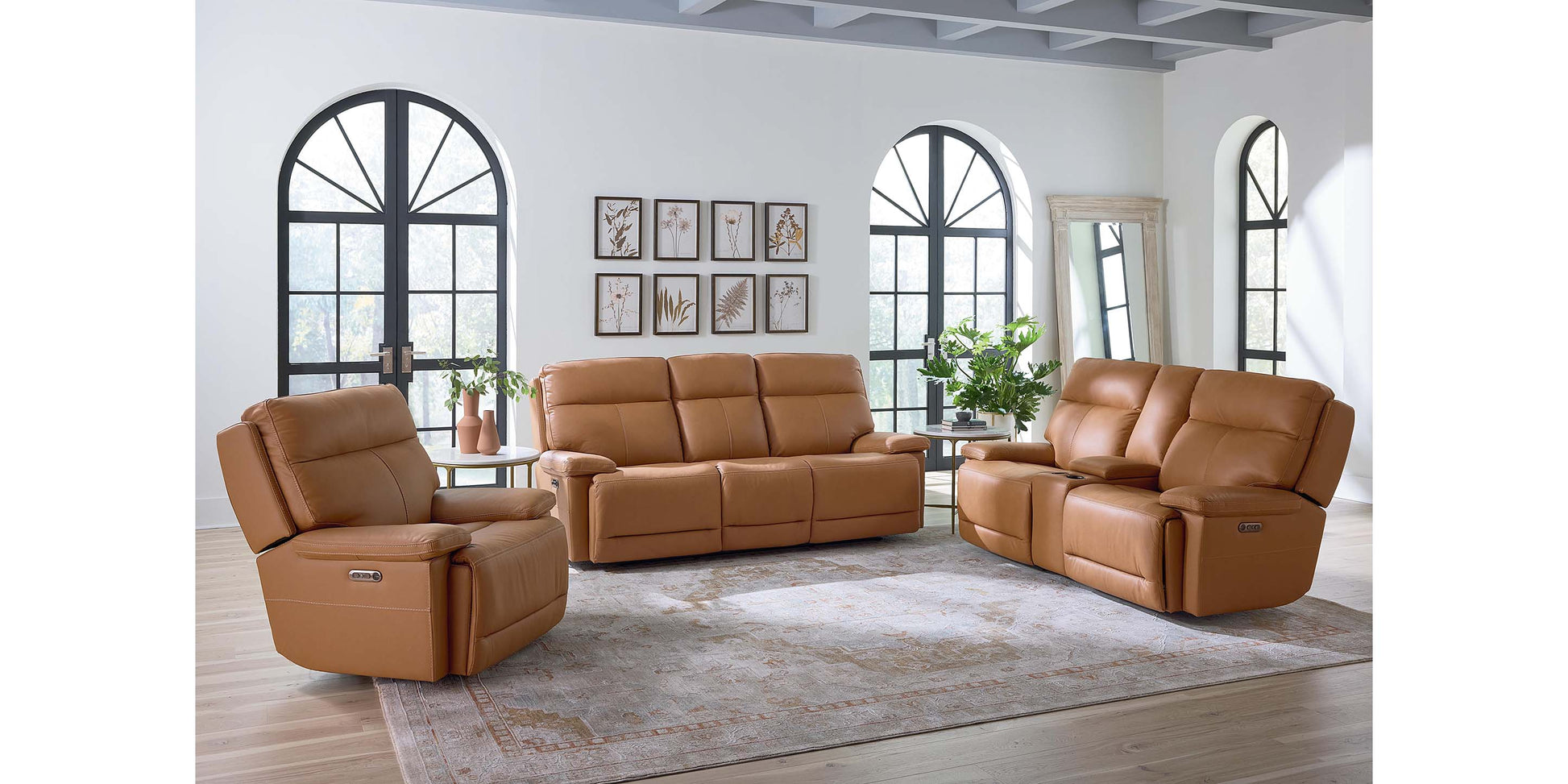 Bassett Club Level Fletcher Leather Power Reclining Sofa — Bassett manufacturer gallery — Fletcher Antelope — Sofa w/Power