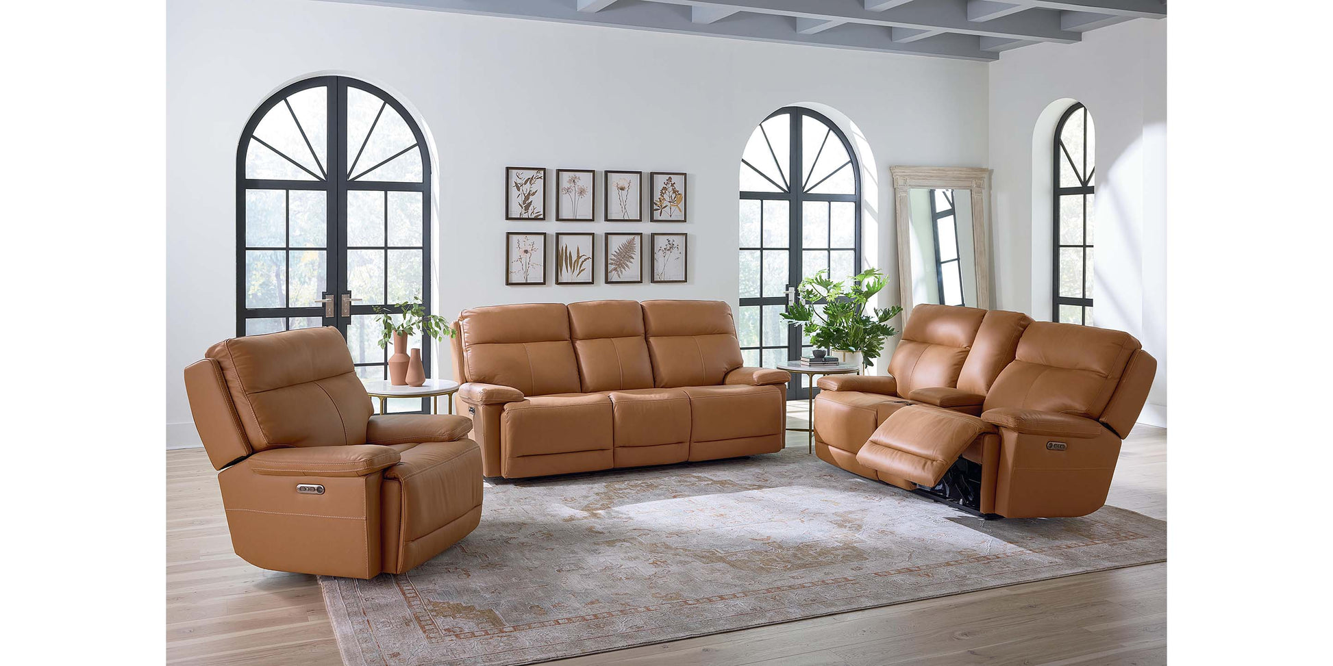 Bassett Club Level Fletcher Leather Power Reclining Sofa — Bassett manufacturer gallery — Fletcher Antelope — Sofa w/Power