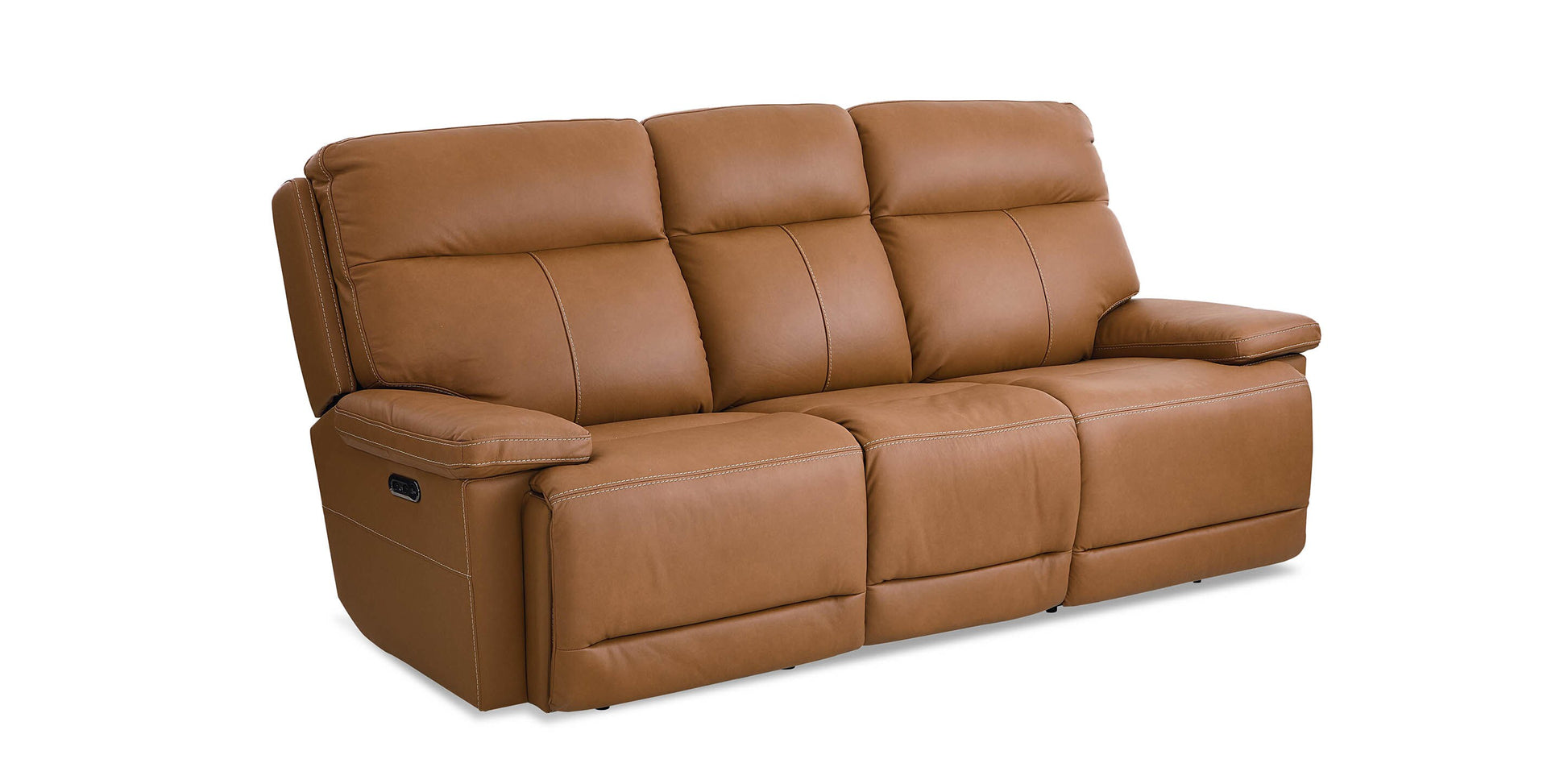 Bassett Club Level Fletcher Leather Power Reclining Sofa — Bassett manufacturer gallery — Fletcher Antelope — Sofa w/Power