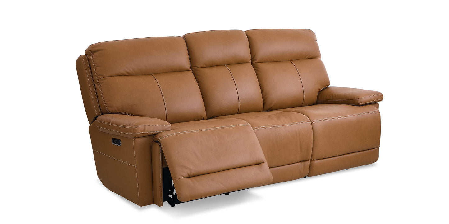 Bassett Club Level Fletcher Leather Power Reclining Sofa — Bassett manufacturer gallery — Fletcher Antelope — Sofa w/Power
