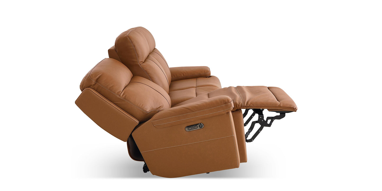 Bassett Club Level Fletcher Leather Power Reclining Sofa — Bassett manufacturer gallery — Fletcher Antelope — Sofa w/Power