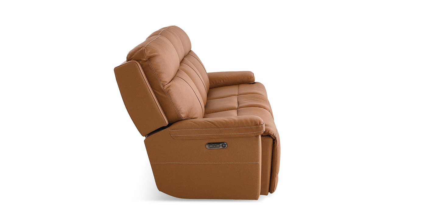 Bassett Club Level Fletcher Leather Power Reclining Sofa — Bassett manufacturer gallery — Fletcher Antelope — Sofa w/Power