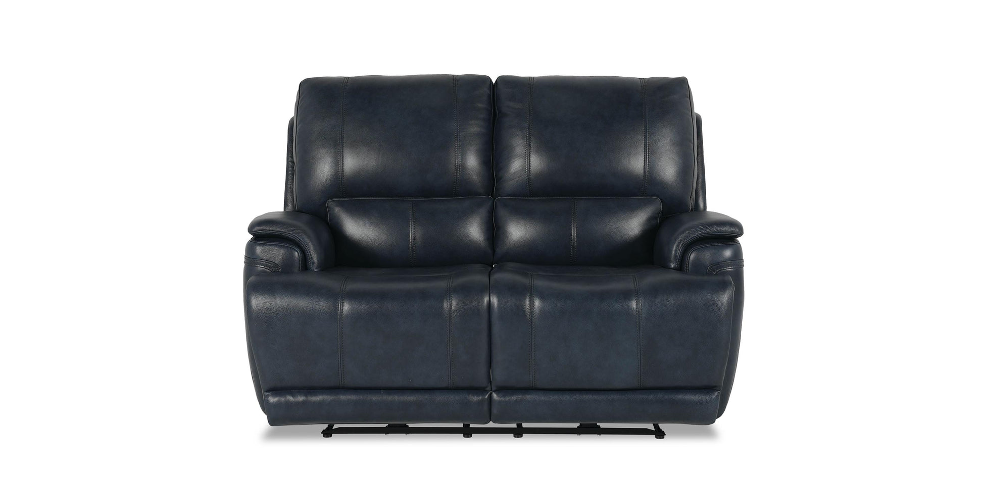 Bassett Club Level Burlington Leather Power Reclining Loveseat — Bassett manufacturer gallery — Burlington Navy — Loveseat w/Power