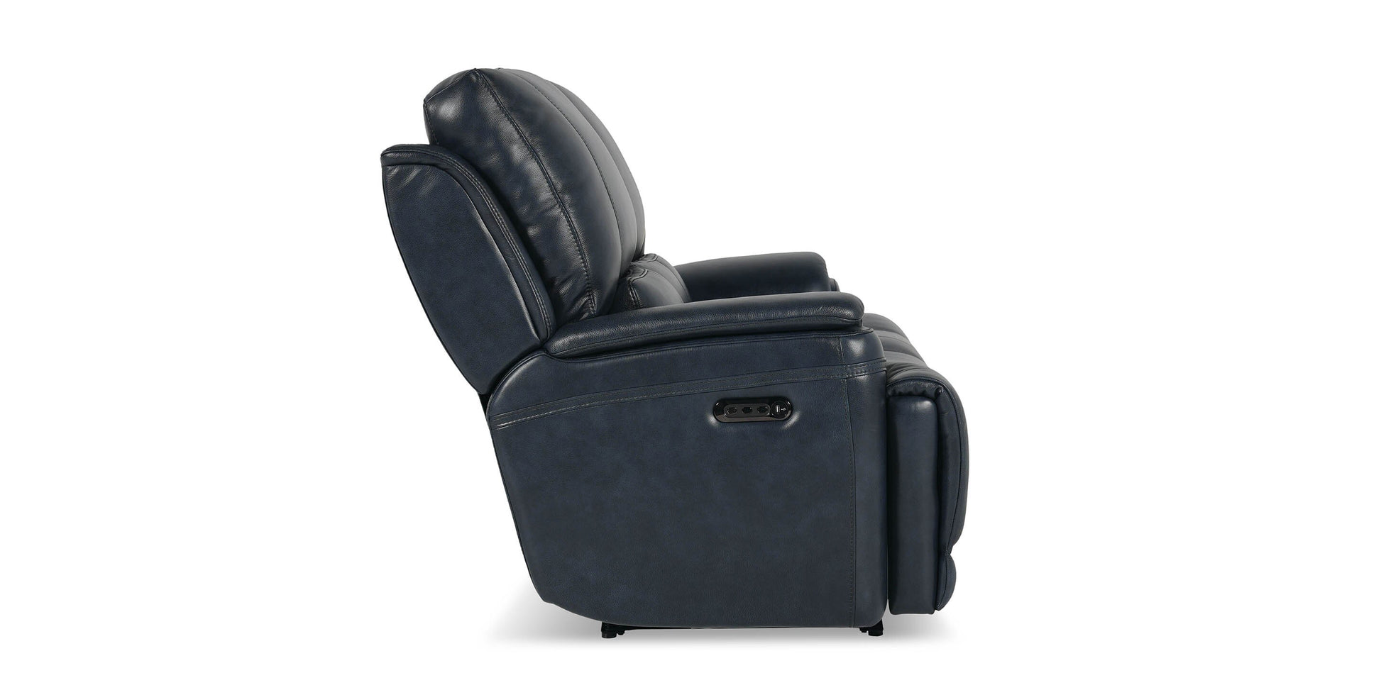 Bassett Club Level Burlington Leather Power Reclining Loveseat — Bassett manufacturer gallery — Burlington Navy — Loveseat w/Power