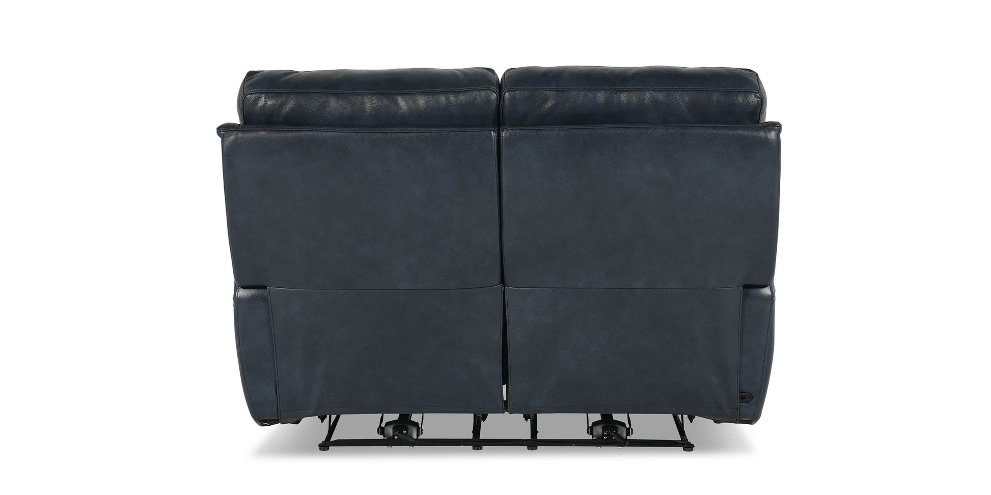 Bassett Club Level Burlington Leather Power Reclining Loveseat — Bassett manufacturer gallery — Burlington Navy — Loveseat w/Power
