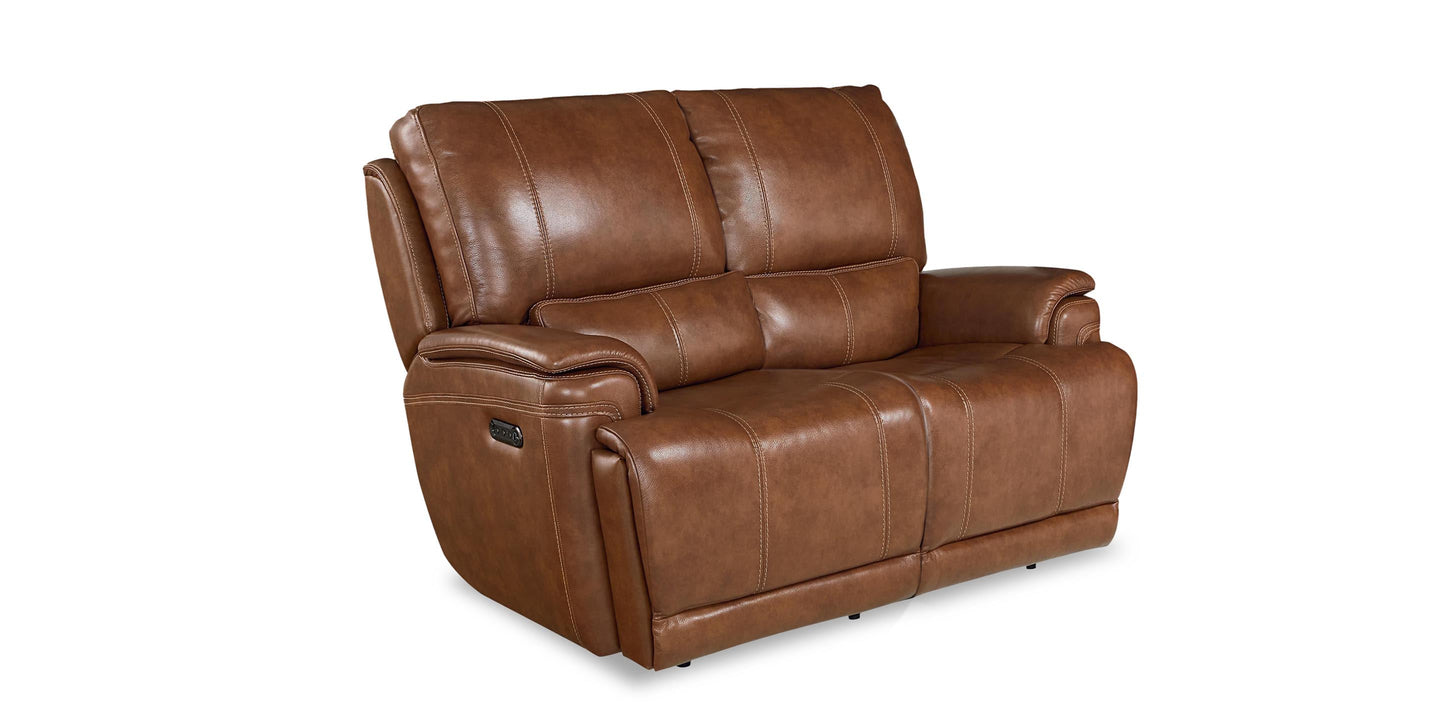 Bassett Club Level Burlington Leather Power Reclining Loveseat — Bassett manufacturer gallery — Loveseat w/Power image number 1