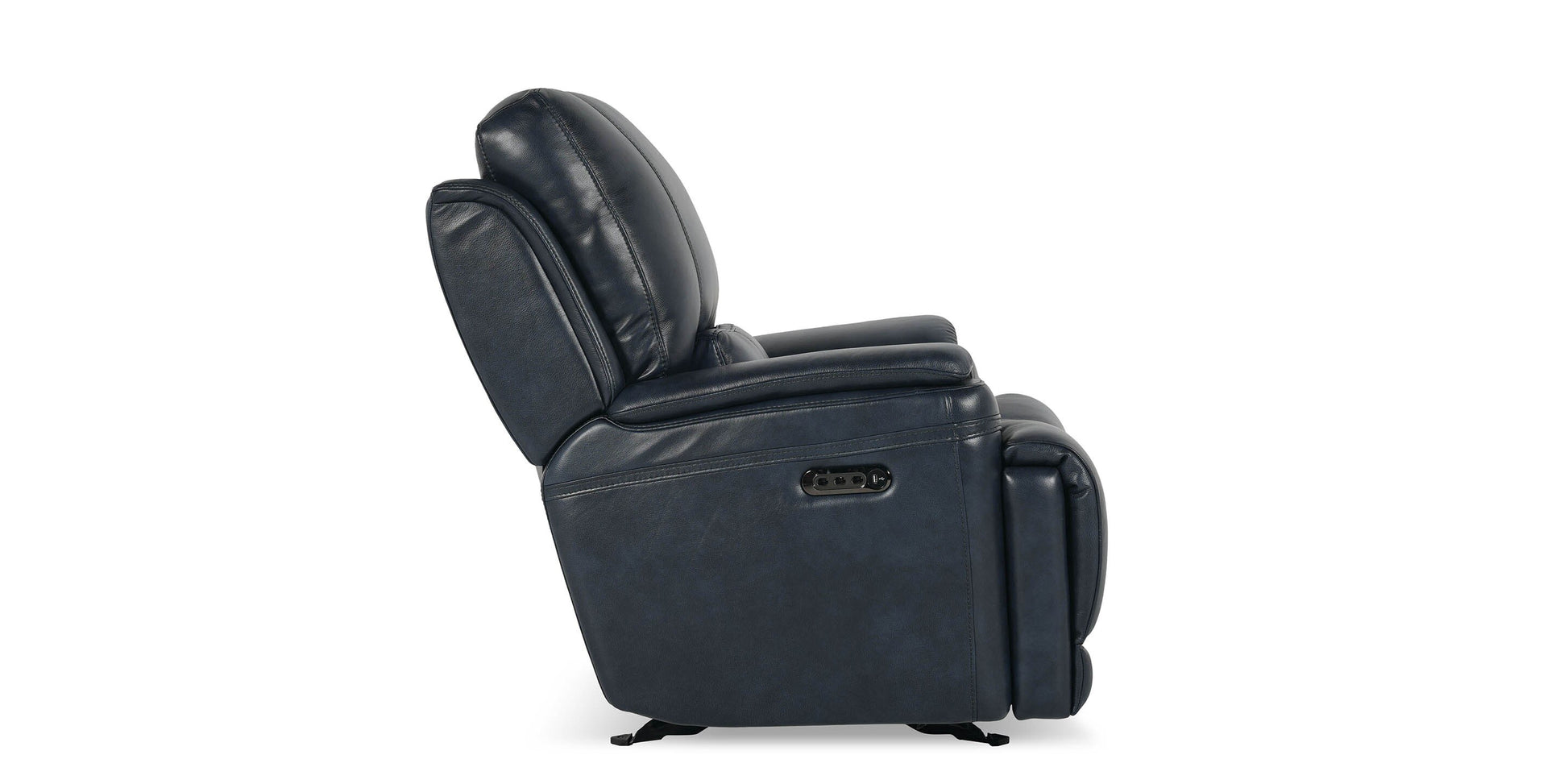 Bassett Club Level Burlington Leather Zero Gravity Power Recliner — Bassett manufacturer gallery — Burlington Navy — Recliner w/Power