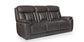 Bassett Club Level Benson Leather Power Reclining Sofa — Bassett manufacturer gallery — Benson Tuscan Gunmetal — Power Sofa