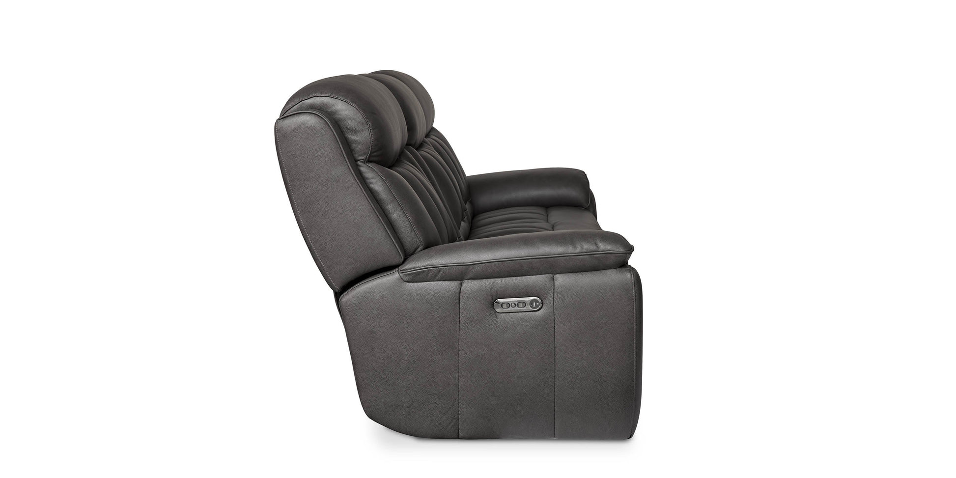 Bassett Club Level Benson Leather Power Reclining Sofa — Bassett manufacturer gallery — Benson Tuscan Gunmetal — Power Sofa