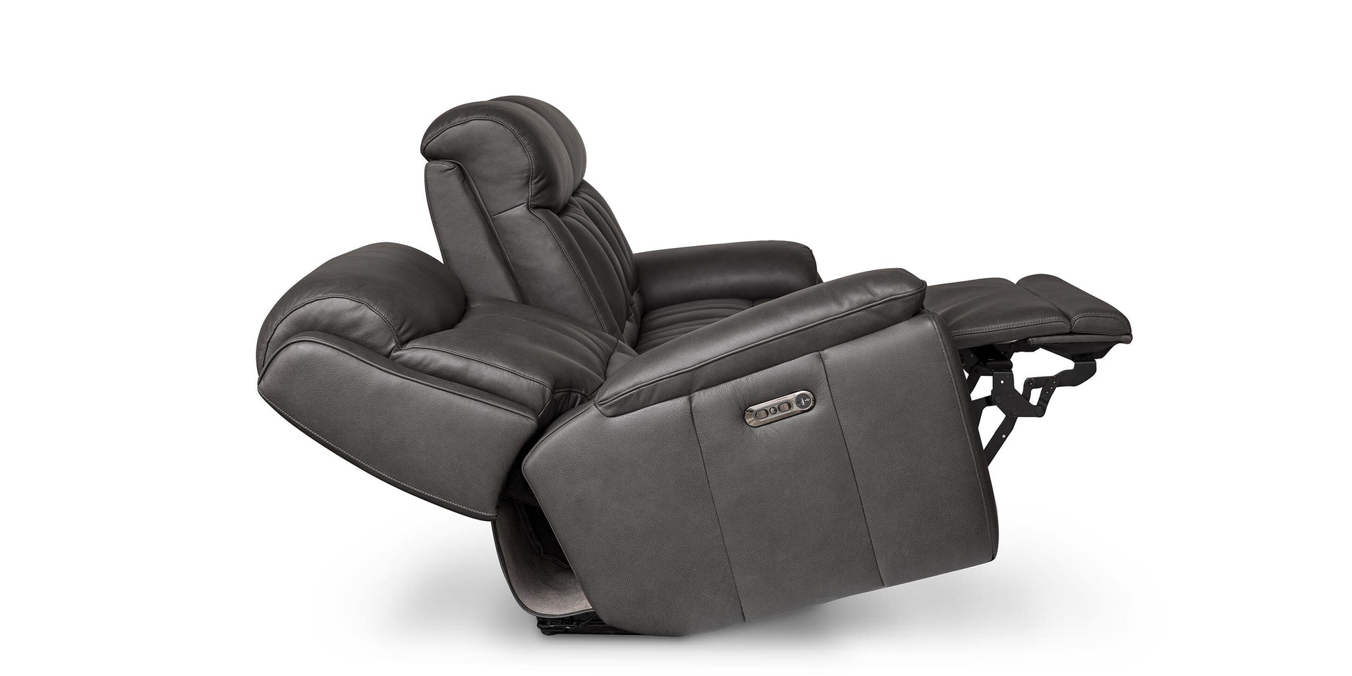 Bassett Club Level Benson Leather Power Reclining Sofa — Bassett manufacturer gallery — Benson Tuscan Gunmetal — Power Sofa