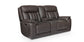 Bassett Club Level Benson Leather Power Reclining Loveseat with Center Console — Bassett manufacturer gallery — Benson Tuscan Gunmetal — Power Loveseat w/ console