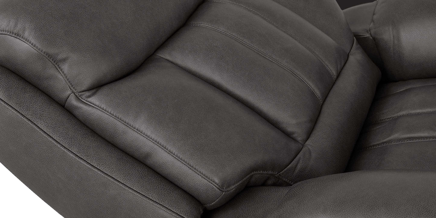 Bassett Club Level Benson Leather Power Reclining Sofa — Bassett manufacturer gallery — Benson Tuscan Gunmetal — Power Sofa