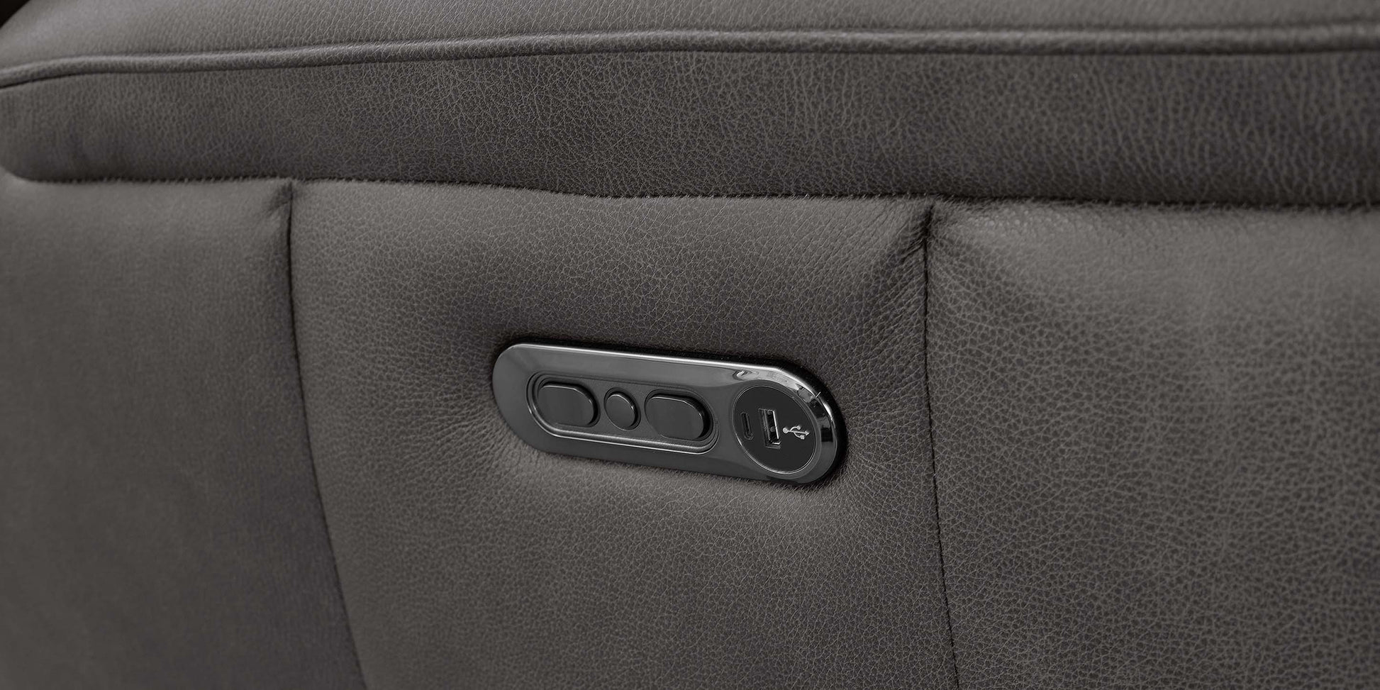 Bassett Club Level Benson Leather Power Reclining Sofa — Bassett manufacturer gallery — Benson Tuscan Gunmetal — Power Sofa