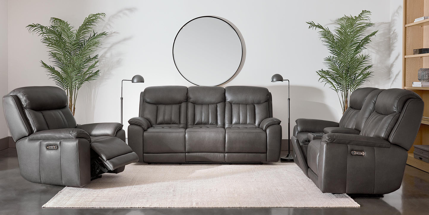 Bassett Club Level Benson Leather Power Reclining Sofa — Bassett manufacturer gallery — Power Sofa image number 2