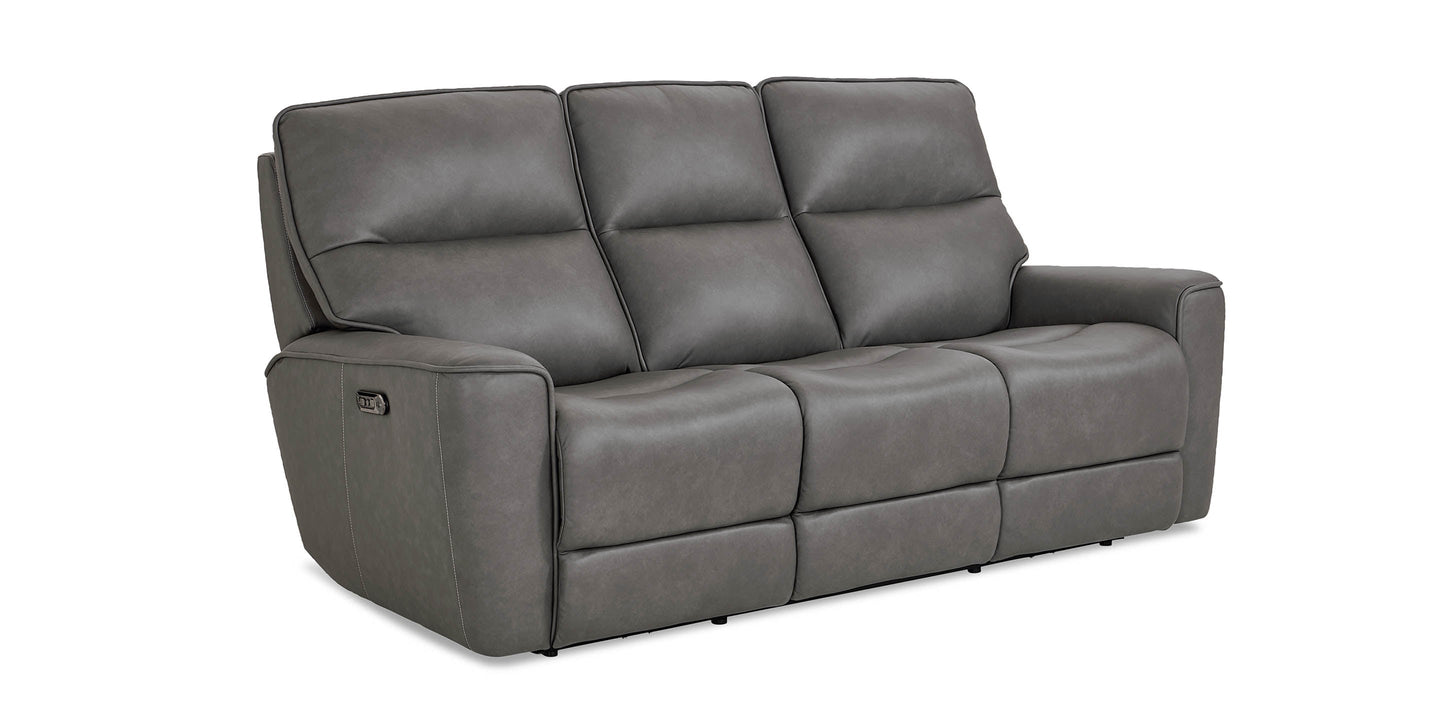 Bassett Club Level Kenneth Leather Power Reclining Sofa — Bassett manufacturer gallery — Kenneth Gunmetal — Power Sofa