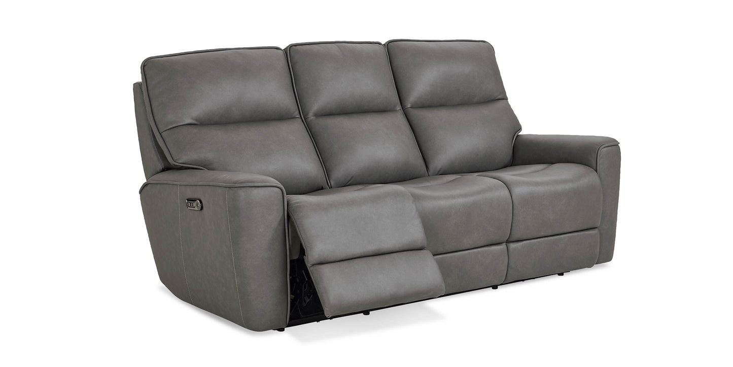 Bassett Club Level Kenneth Leather Power Reclining Sofa — Bassett manufacturer gallery — Kenneth Gunmetal — Power Sofa