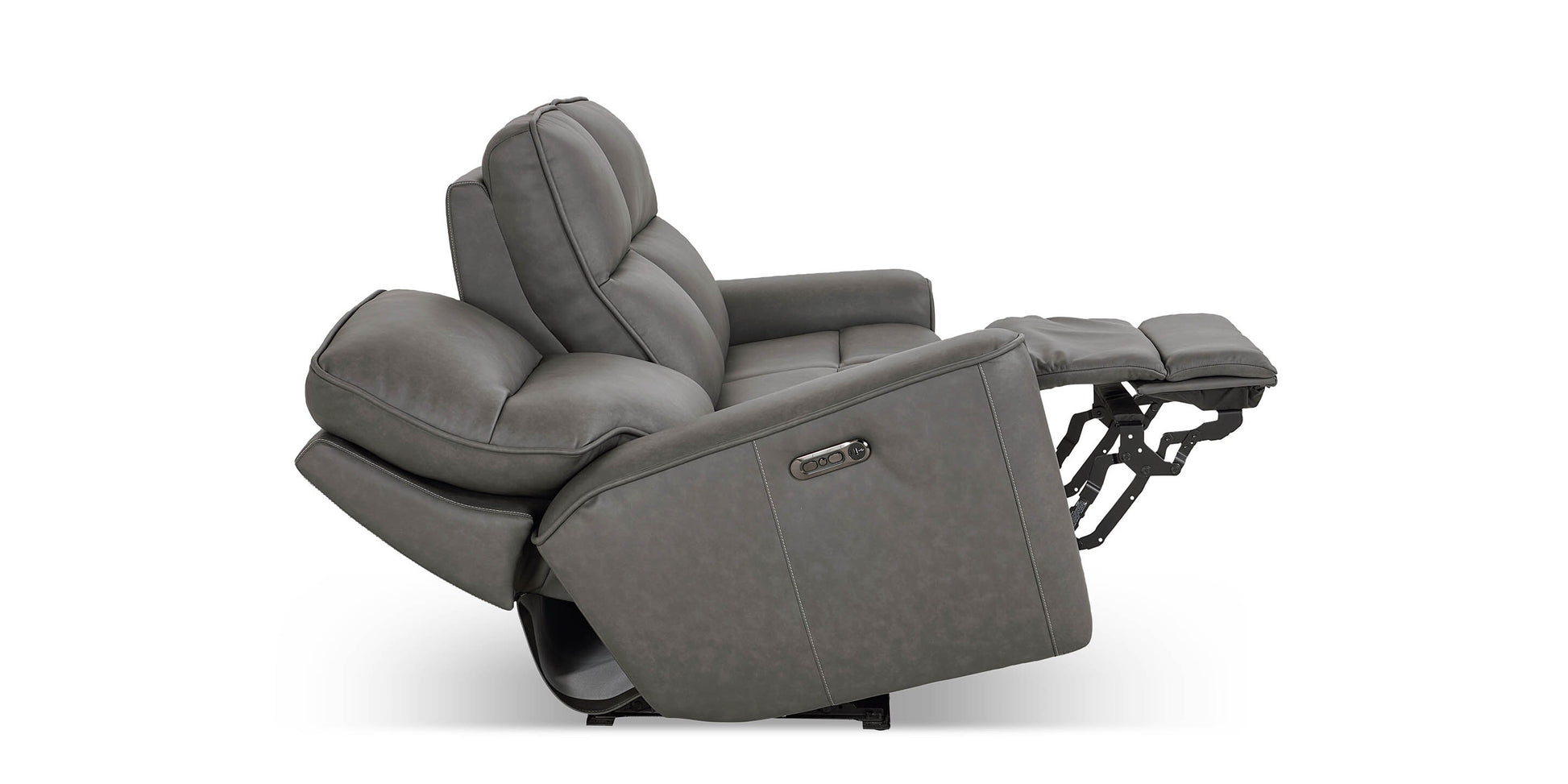 Bassett Club Level Kenneth Leather Power Reclining Sofa — Bassett manufacturer gallery — Kenneth Gunmetal — Power Sofa