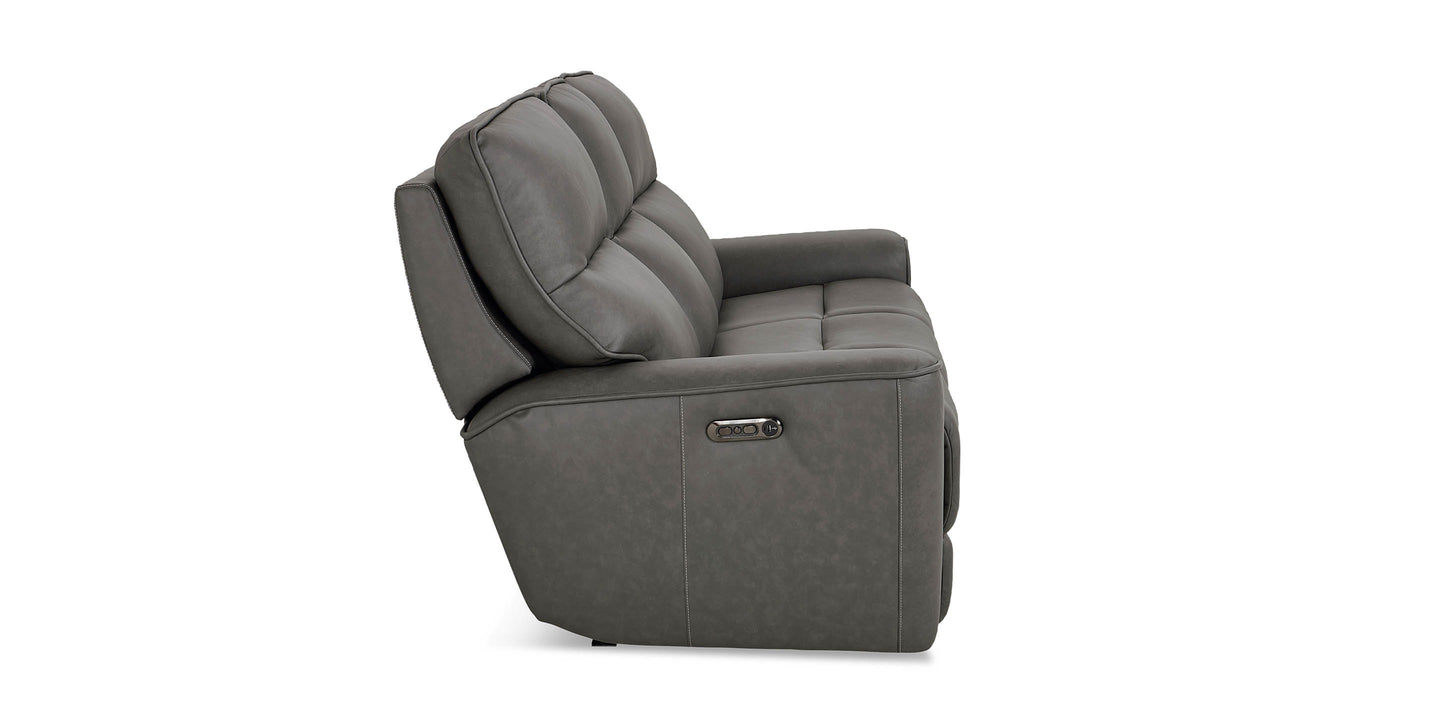 Bassett Club Level Kenneth Leather Power Reclining Sofa — Bassett manufacturer gallery — Kenneth Gunmetal — Power Sofa
