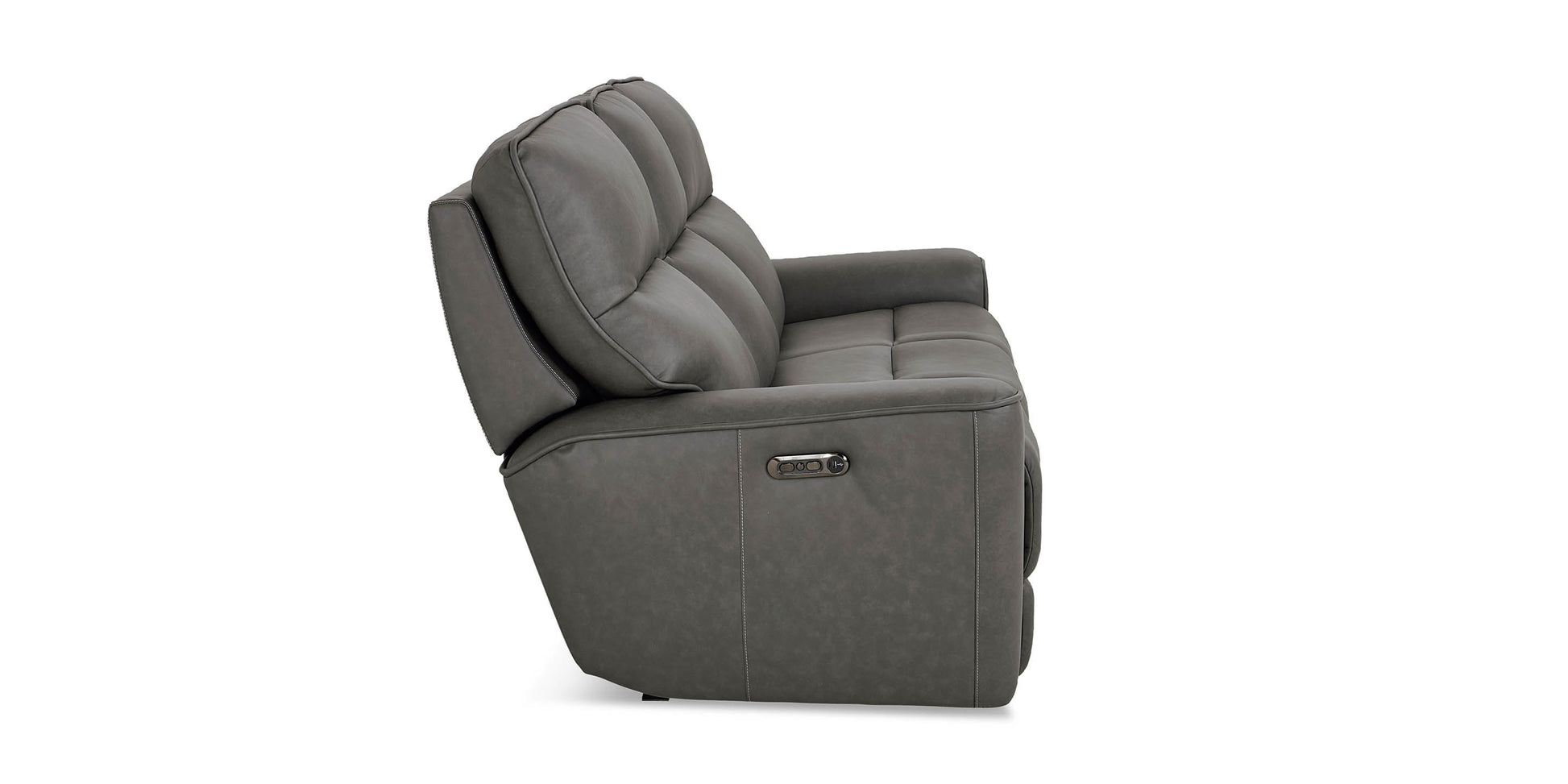 Bassett Club Level Kenneth Leather Power Reclining Sofa — Bassett manufacturer gallery — Kenneth Gunmetal — Power Sofa