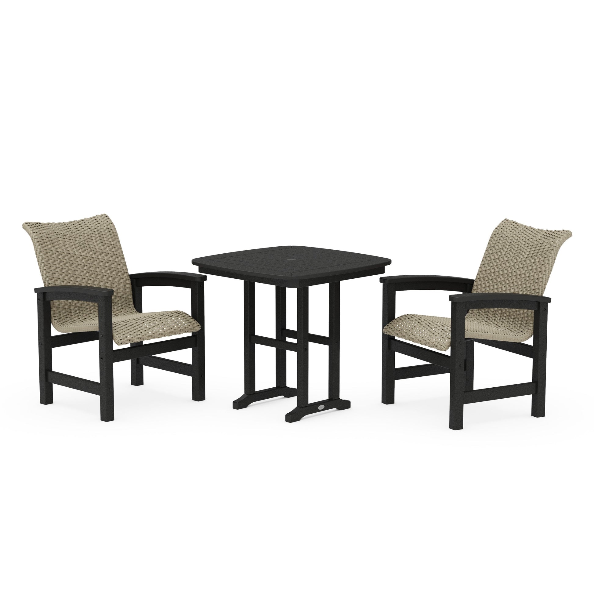 POLYWOOD Coastal Woven 3-Piece Dining Set — Black / Dune Grass