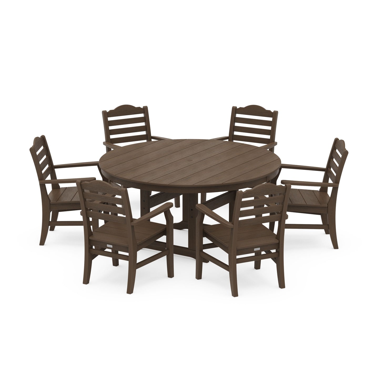 POLYWOOD Savannah 7-Piece Arm Chair Round Farmhouse Dining Set — Kona