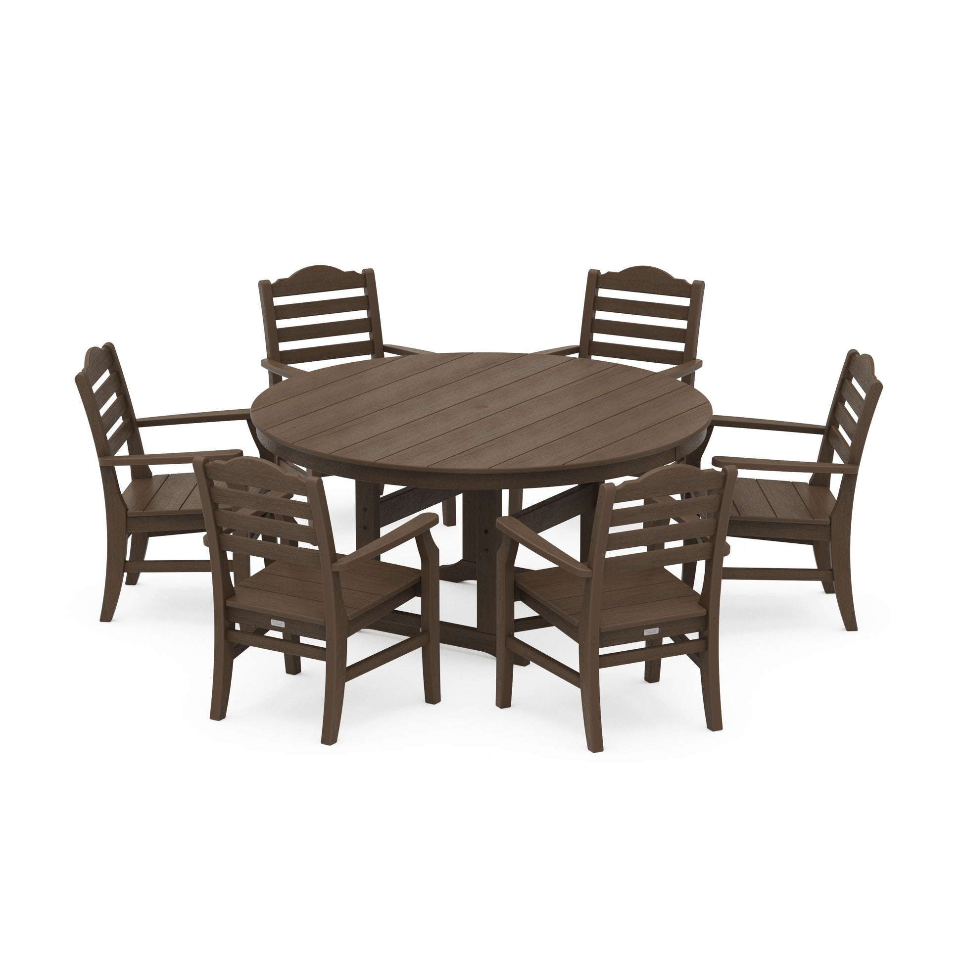 POLYWOOD Savannah 7-Piece Arm Chair Round Farmhouse Dining Set — Kona