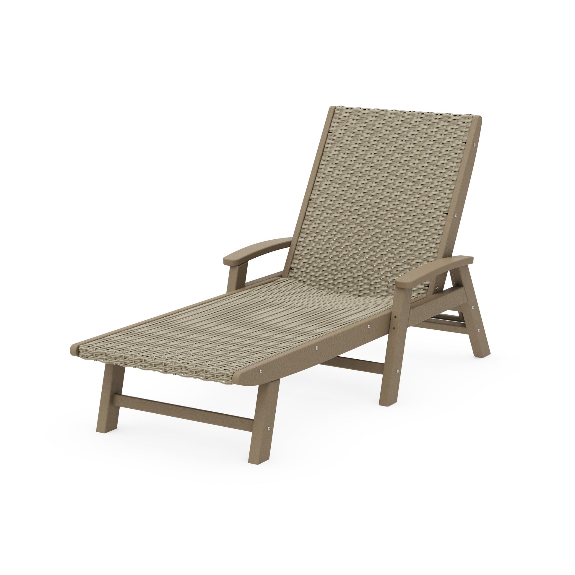 POLYWOOD Coastal Woven Chaise with Arms — Vintage Sahara / Dune Grass