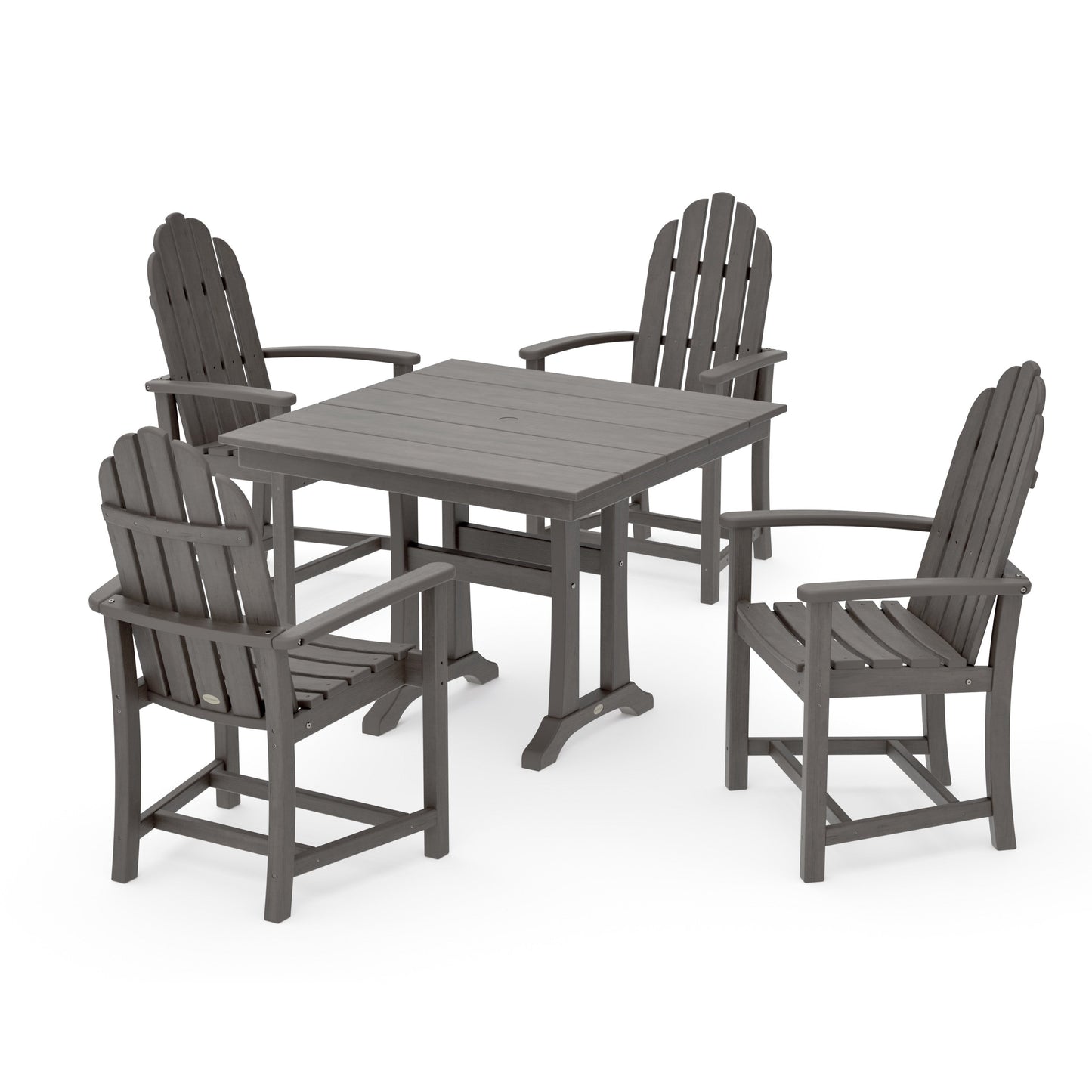 POLYWOOD Classic Adirondack 5-Piece Farmhouse Dining Set With Trestle Legs — Driftwood