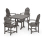 POLYWOOD Classic Adirondack 5-Piece Farmhouse Dining Set With Trestle Legs — Driftwood