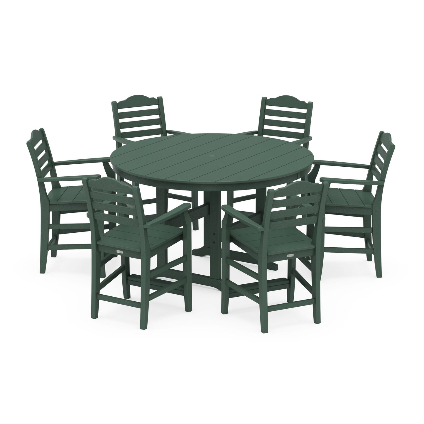 POLYWOOD Savannah 7-Piece Arm Chair Round Farmhouse Counter Set