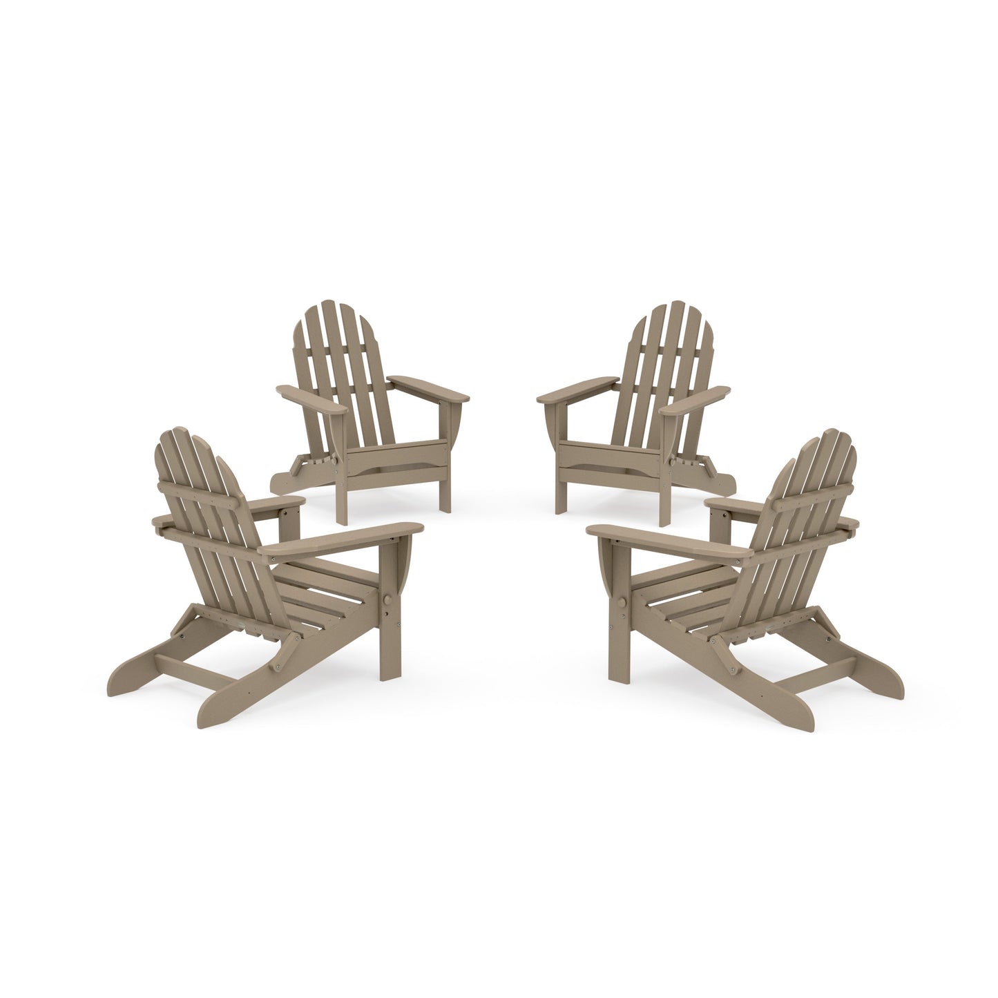 POLYWOOD 4-Piece Classic Folding Adirondack Conversation Set — Vintage Sahara