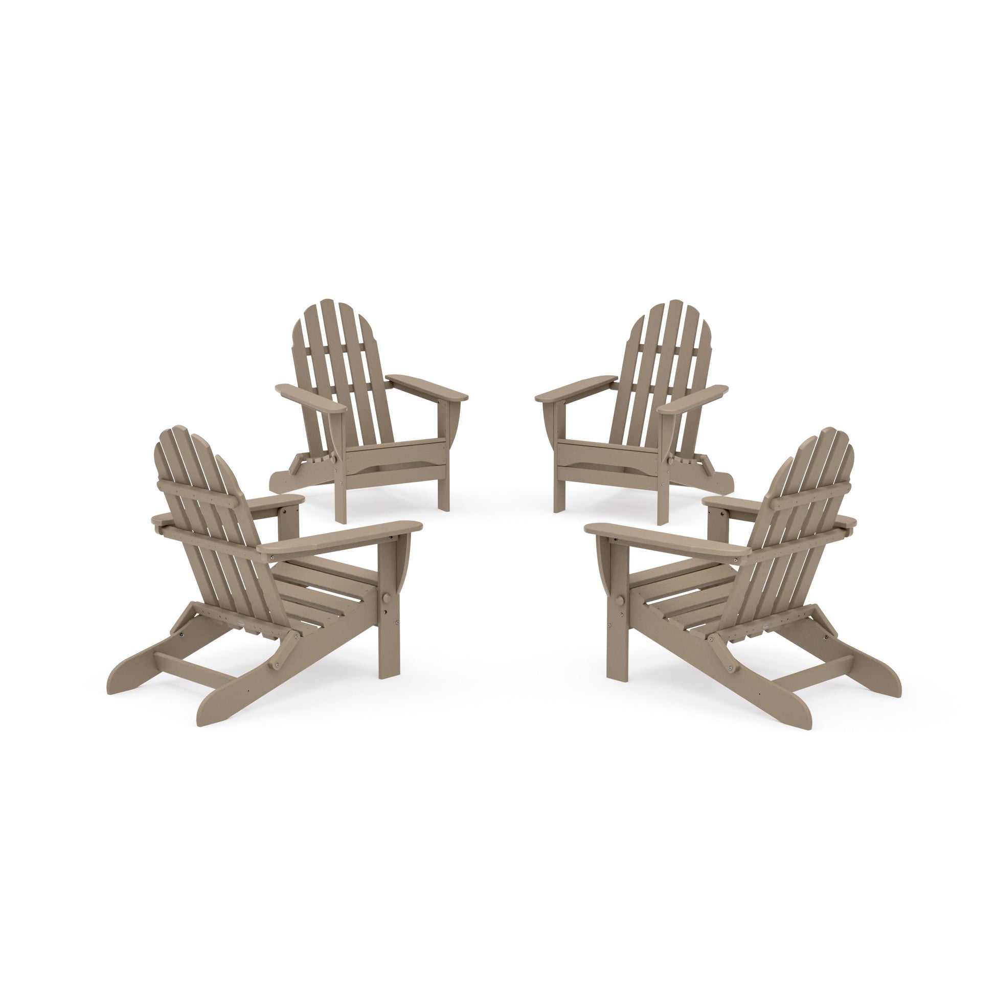 POLYWOOD 4-Piece Classic Folding Adirondack Conversation Set — Vintage Sahara
