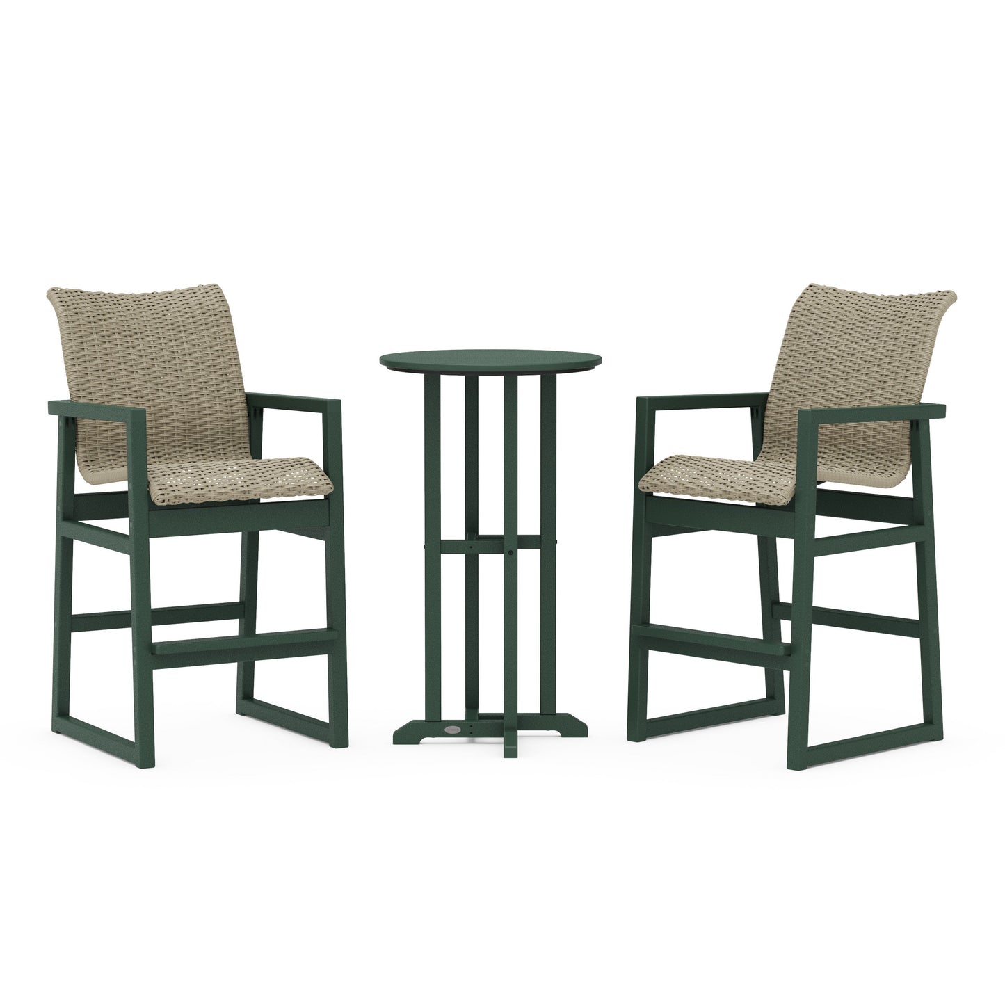 POLYWOOD EDGE Woven 3-Piece Farmhouse Bar Set — Green / Dune Grass
