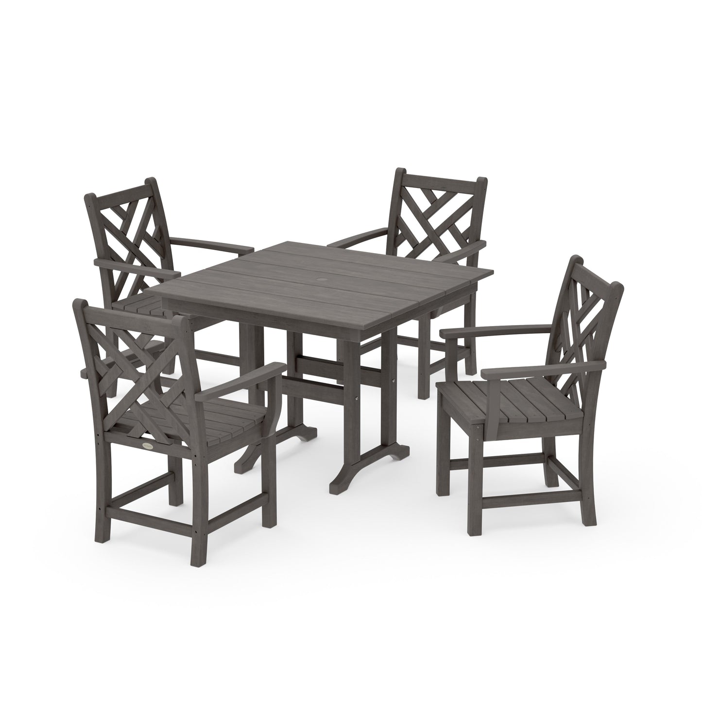 POLYWOOD Chippendale 5-Piece Farmhouse Dining Set — Driftwood