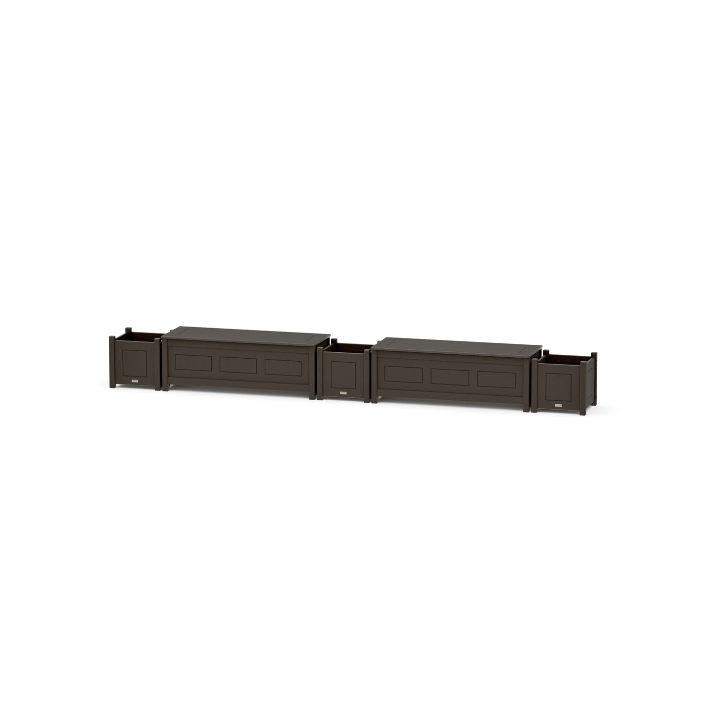 POLYWOOD 48" Country Living Straight Double Planter Storage Bench Set — Vintage Coffee