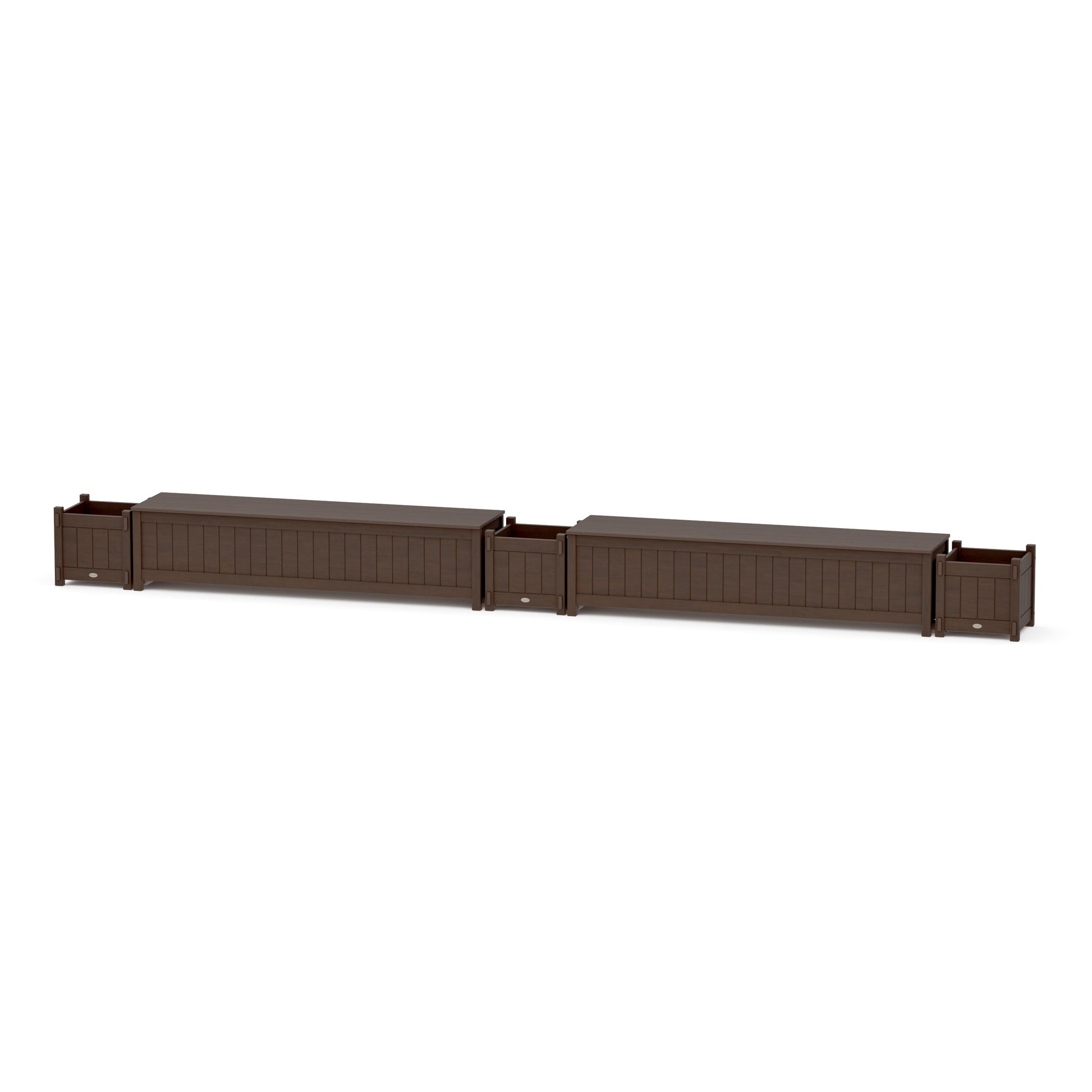 POLYWOOD 72" Vineyard Straight Double Planter Storage Bench Set — Kona