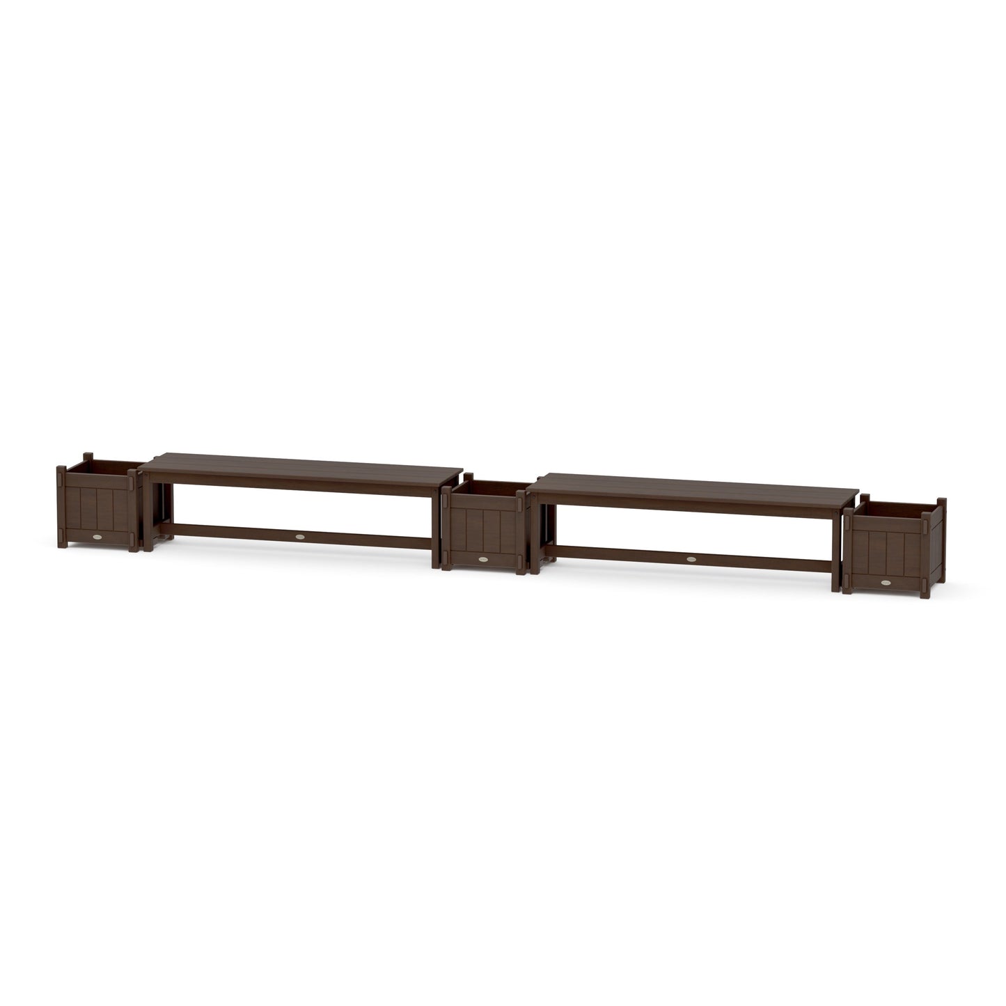 POLYWOOD 60" Vineyard Straight Double Planter Bench Set — Kona