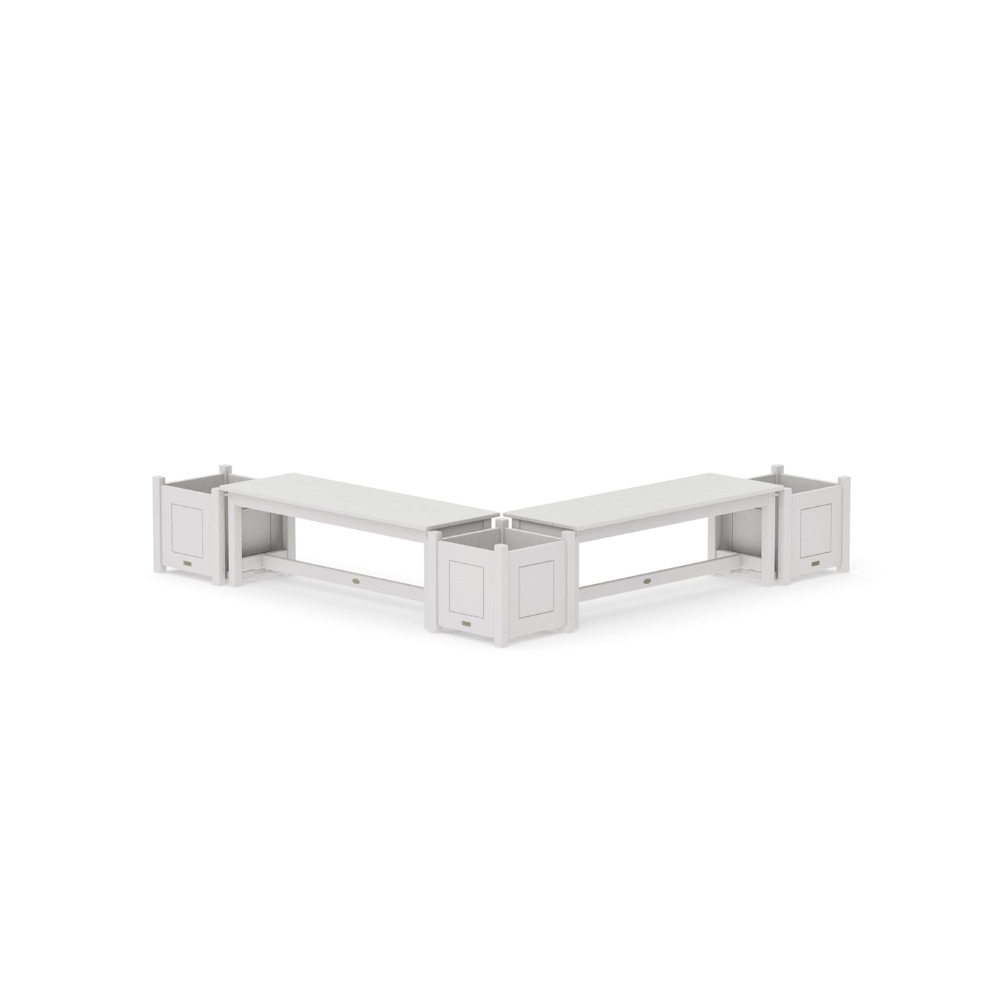 POLYWOOD 48" Country Living L- Shaped Planter Bench Corner Set — Vintage White