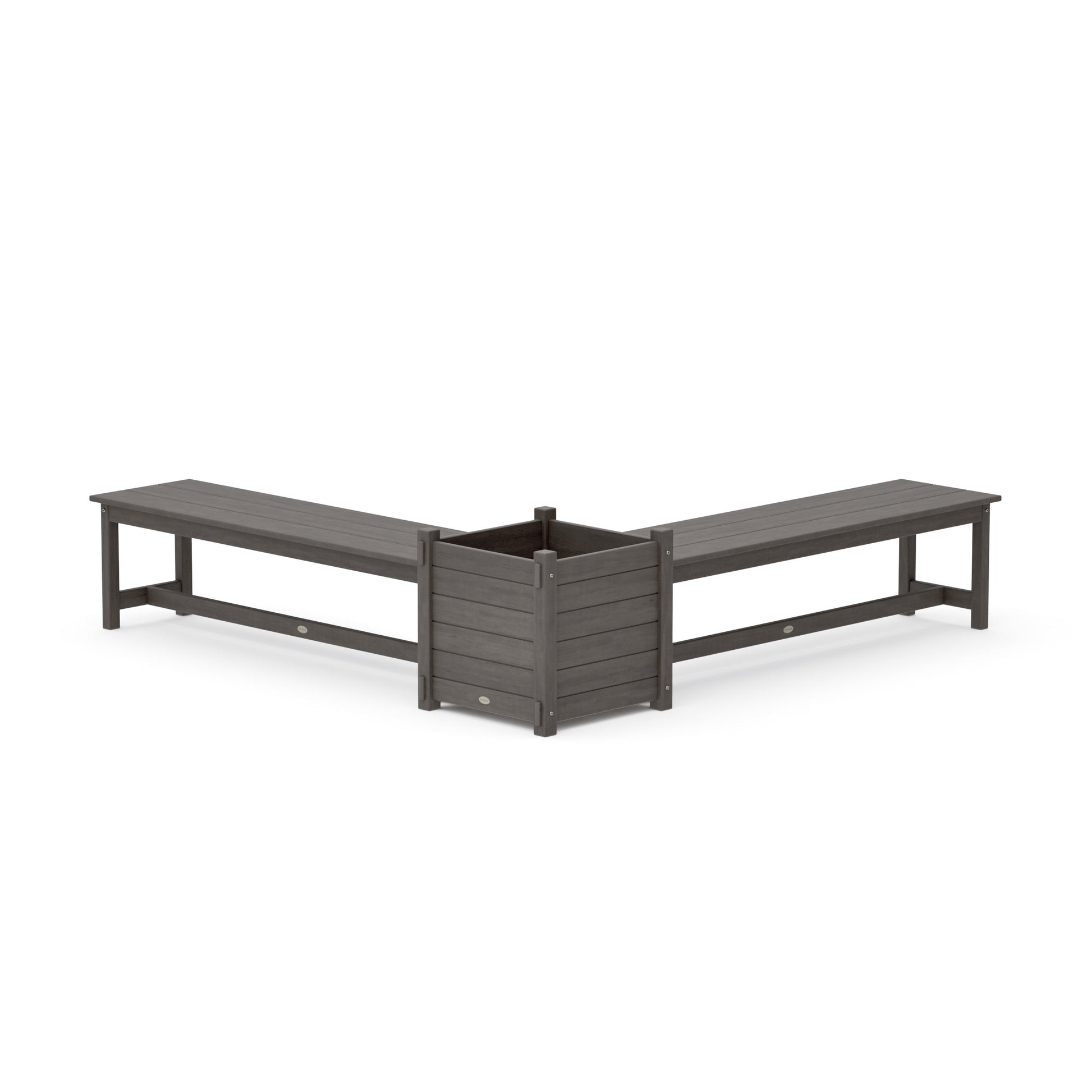 POLYWOOD 60" Nautical L- Shaped Planter Bench Set- Large — Driftwood