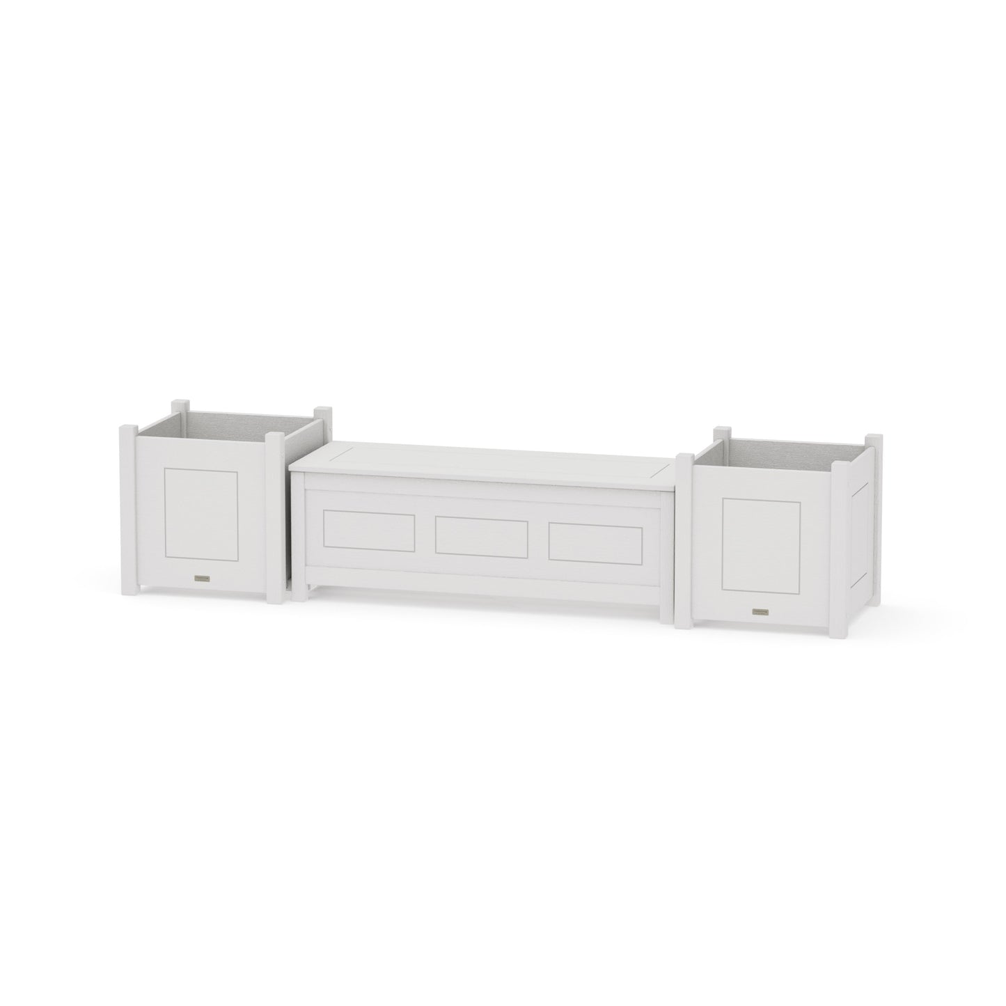 POLYWOOD 48" Country Living Straight Planter Storage Bench Set- Large — Vintage White