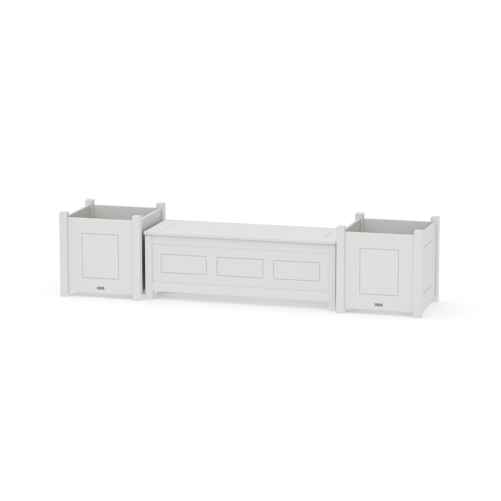 POLYWOOD 48" Country Living Straight Planter Storage Bench Set- Large — Vintage White
