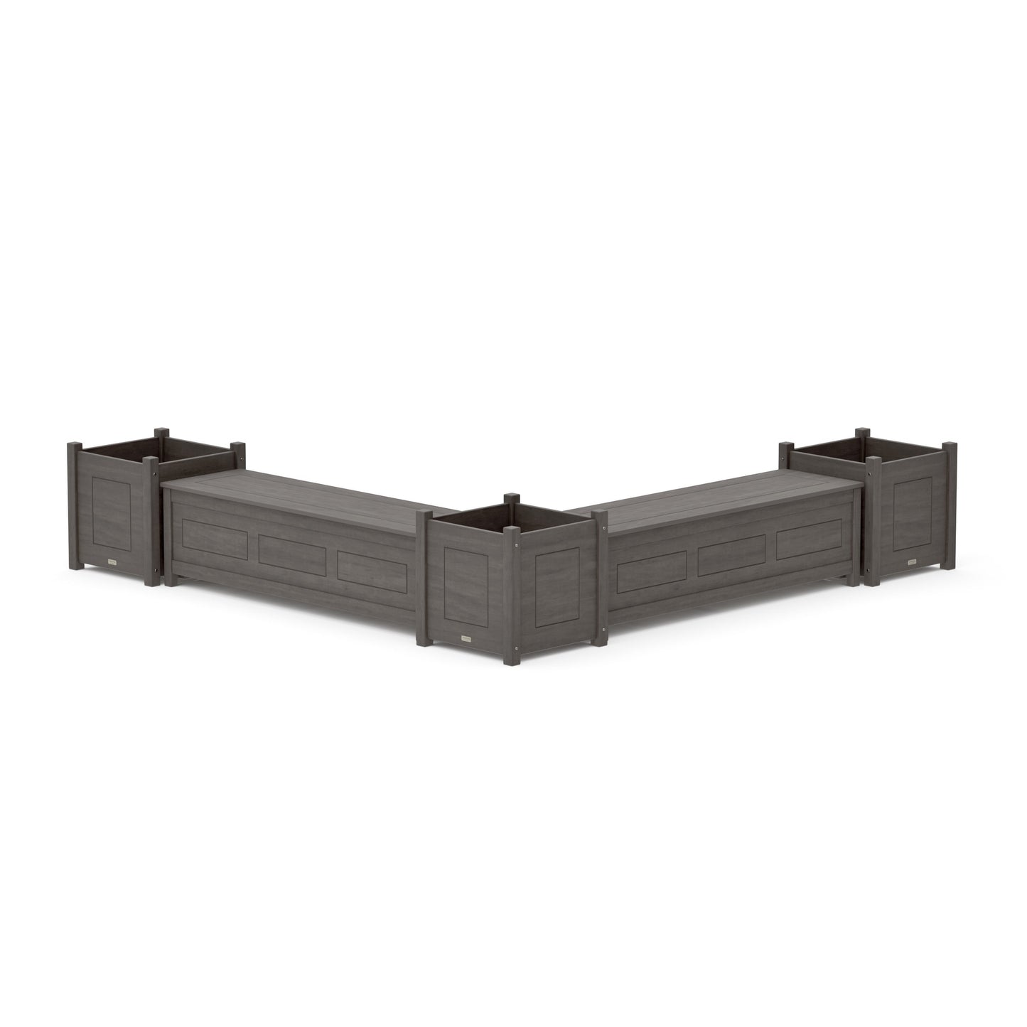 POLYWOOD 60" Country Living L- Shaped Planter Storage Bench Corner Set- Large — Driftwood