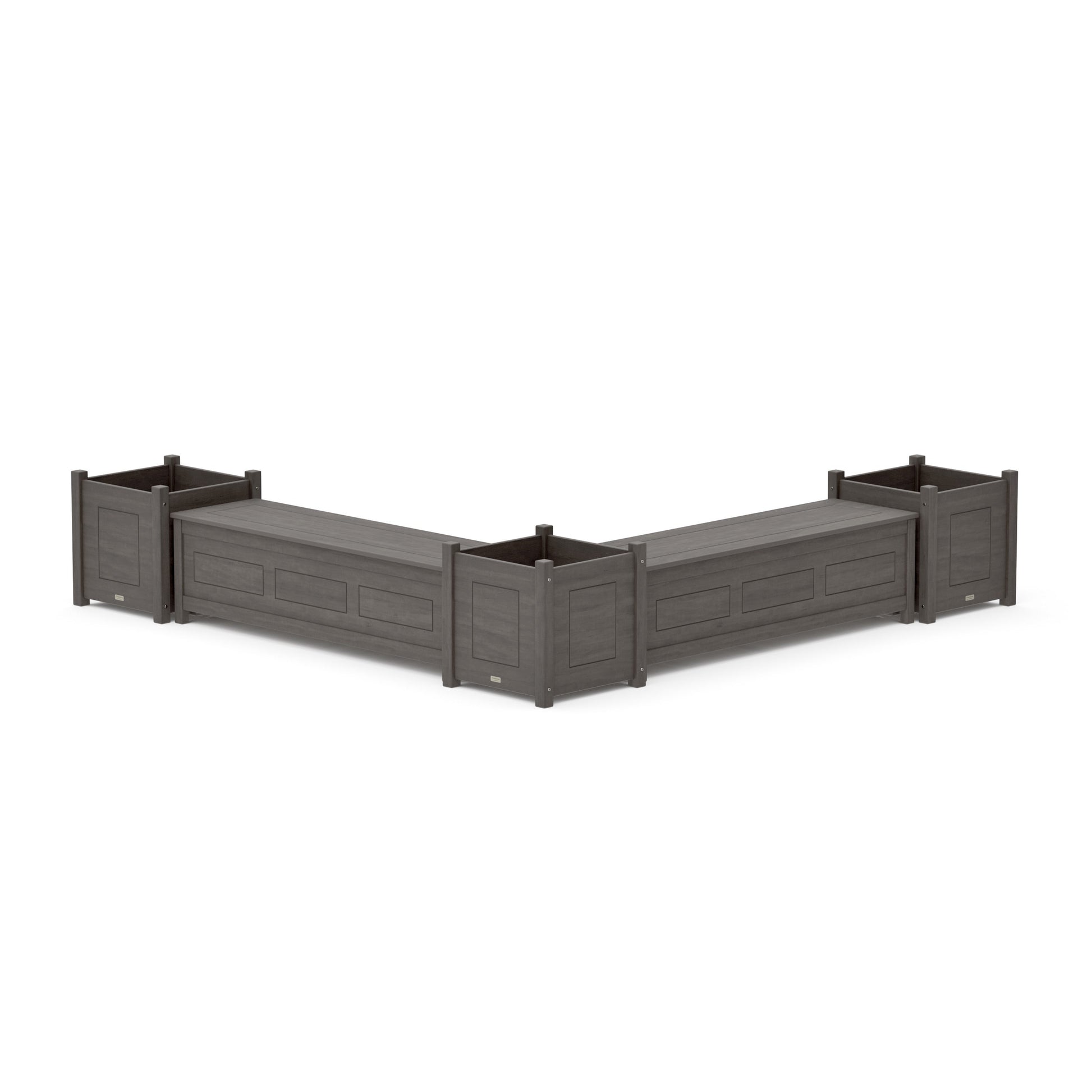 POLYWOOD 60" Country Living L- Shaped Planter Storage Bench Corner Set- Large — Driftwood