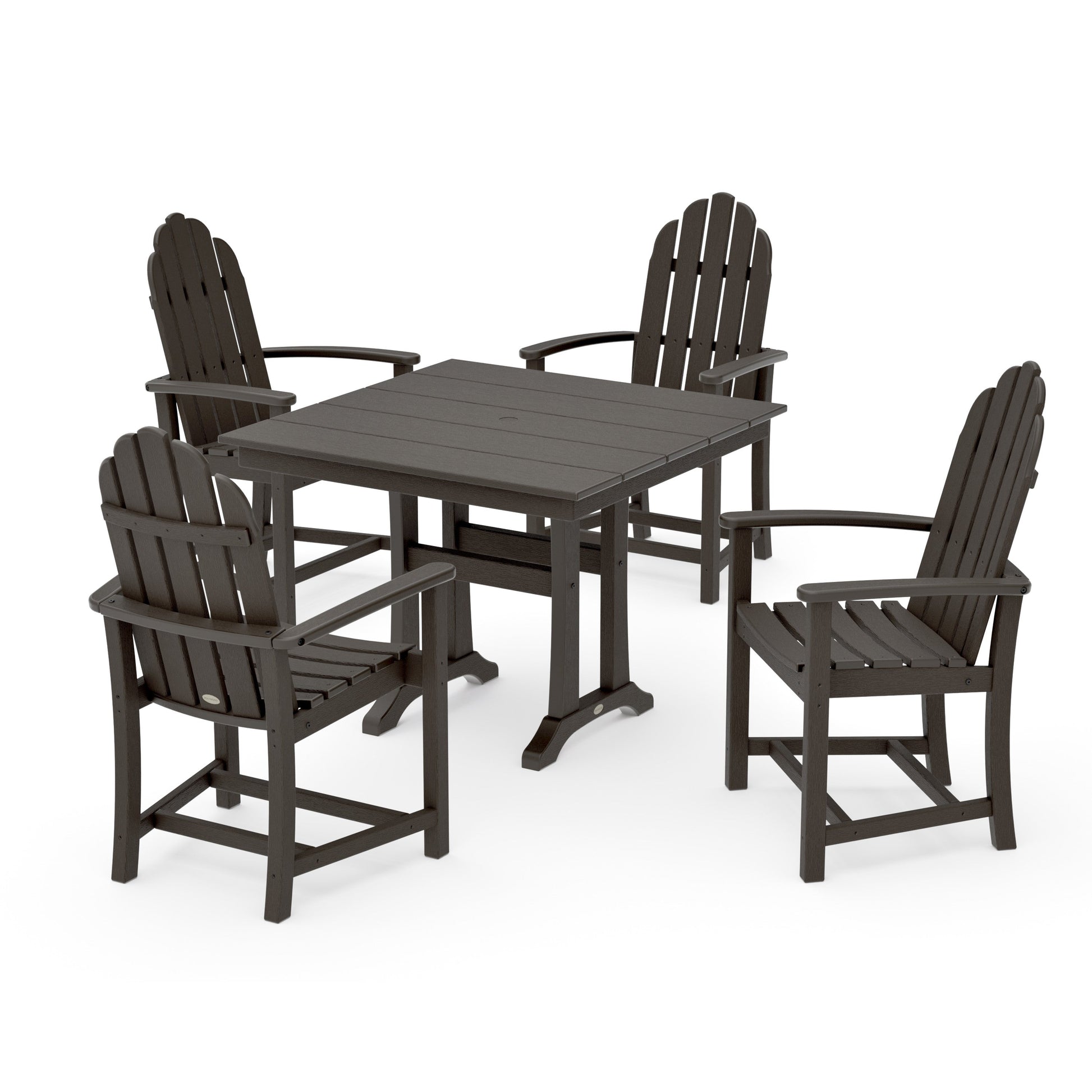 POLYWOOD Classic Adirondack 5-Piece Farmhouse Dining Set With Trestle Legs — Vintage Coffee