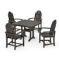 POLYWOOD Classic Adirondack 5-Piece Farmhouse Dining Set With Trestle Legs — Vintage Coffee