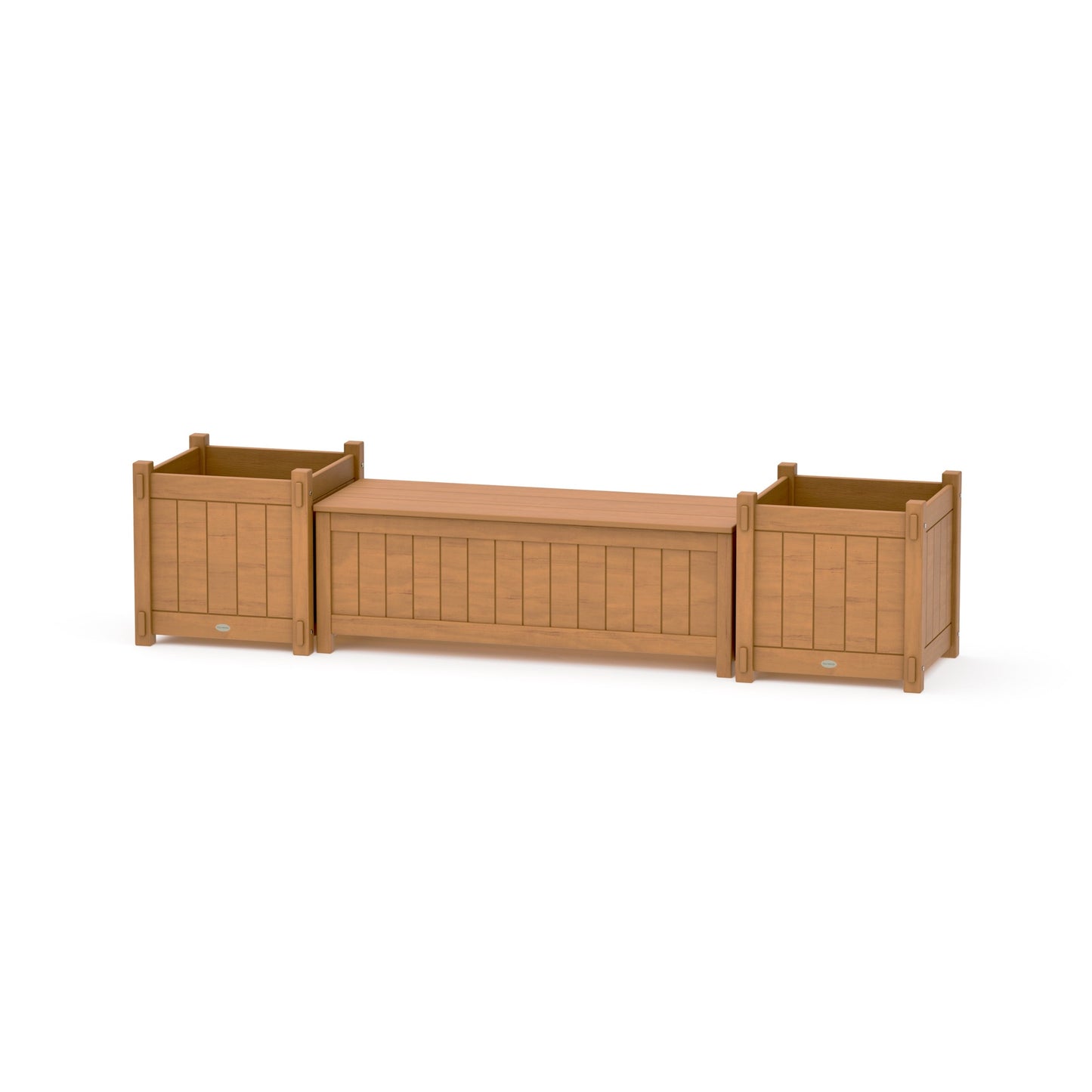POLYWOOD 48" Vineyard Straight Planter Storage Bench Set- Large — Natural